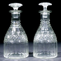 A Very Fine Pair of Regency Period Cut Glass Decanters, England circa 1820
