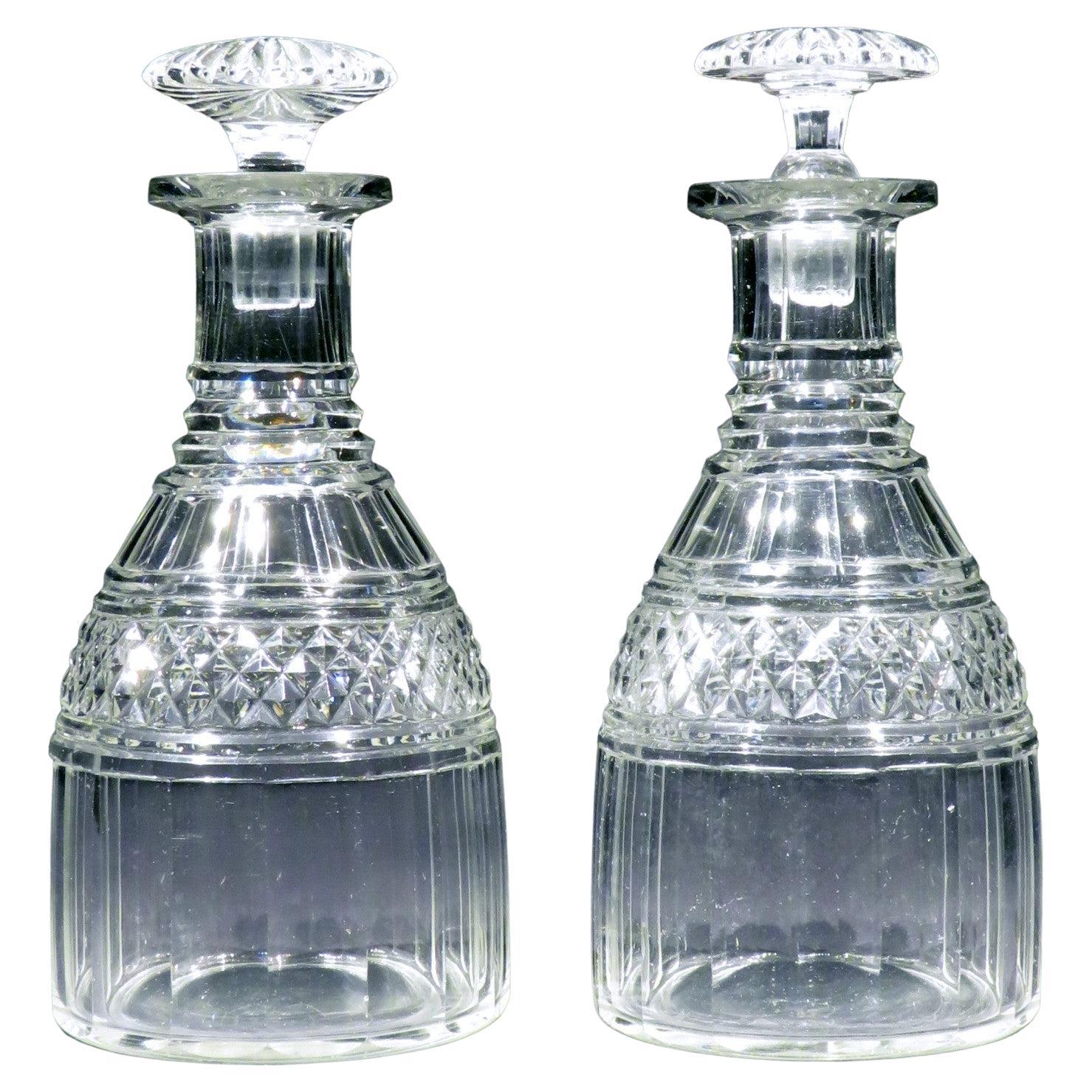 Very Fine Pair of Regency Period Cut Glass Decanters, England circa 1820 For Sale