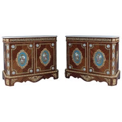 Very Fine Pair of Side Cabinets with Sèvres-style Porcelain Panels, circa 1860