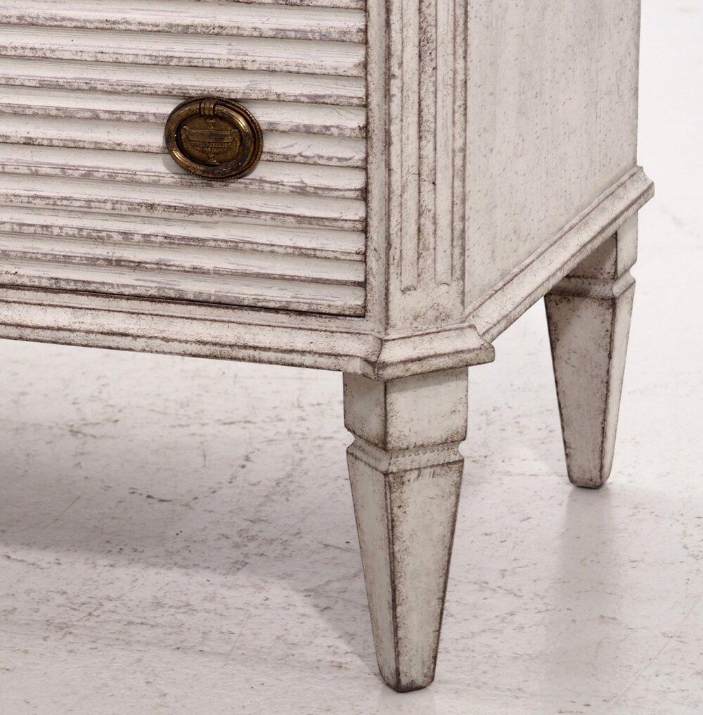 Lovely pair of 19th century Swedish painted chests. Nice carving on the drawers as well. Simple clean lines make these great in a variety of decors!