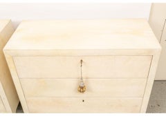 Very Fine Pair of Vintage Ecru Parchment Commodes