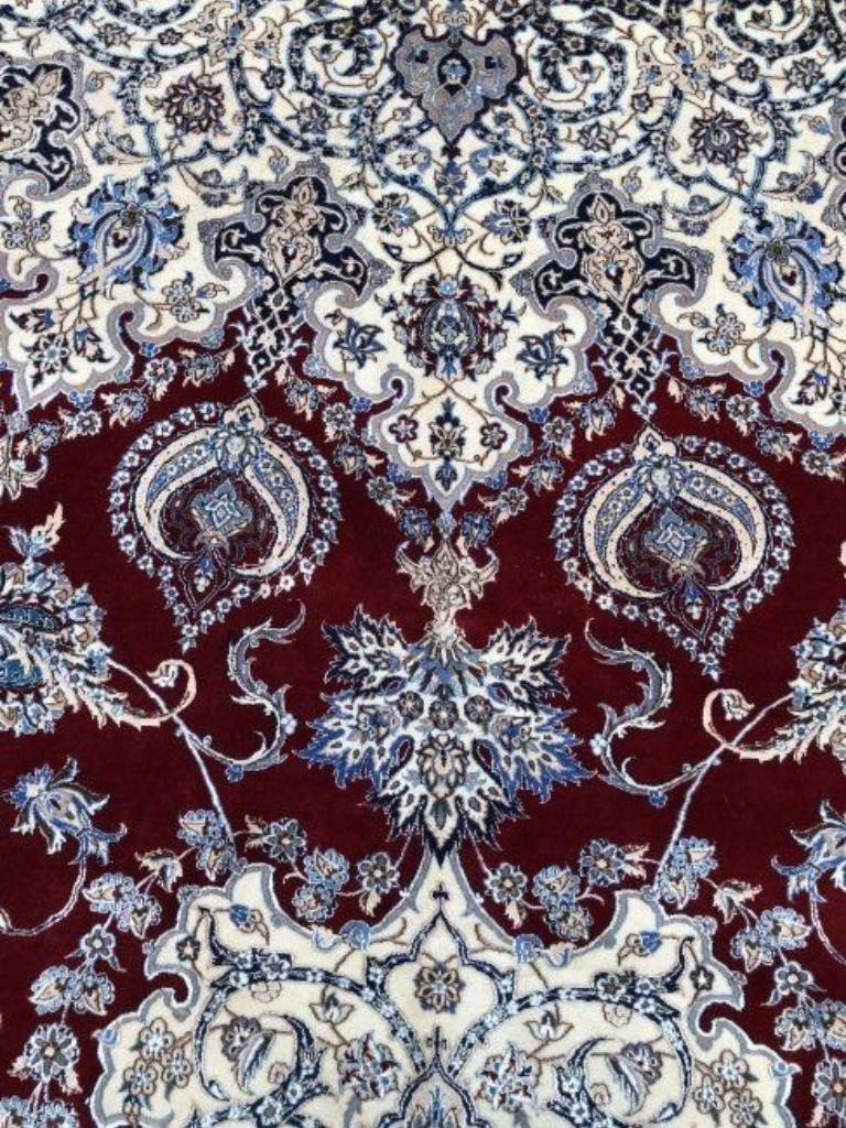 Hand-Knotted Very fine Palace Size Persian Naeen Silk & Wool Rug- 16.7' 26.5' For Sale