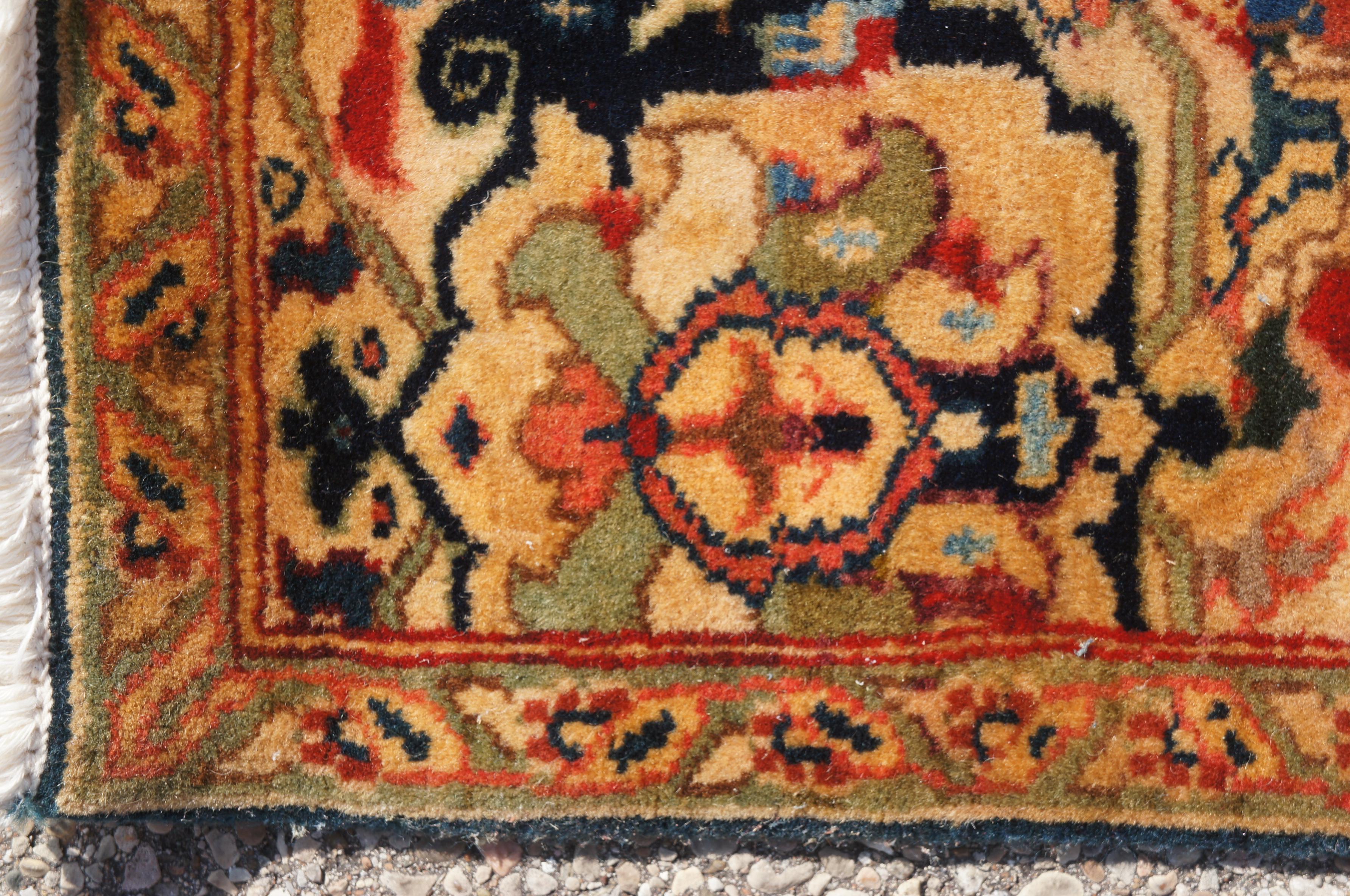 Very Fine Persian Bijar Hand Knotted Gold & Blue Floral Area Rug Carpet 8' x 10' For Sale 5