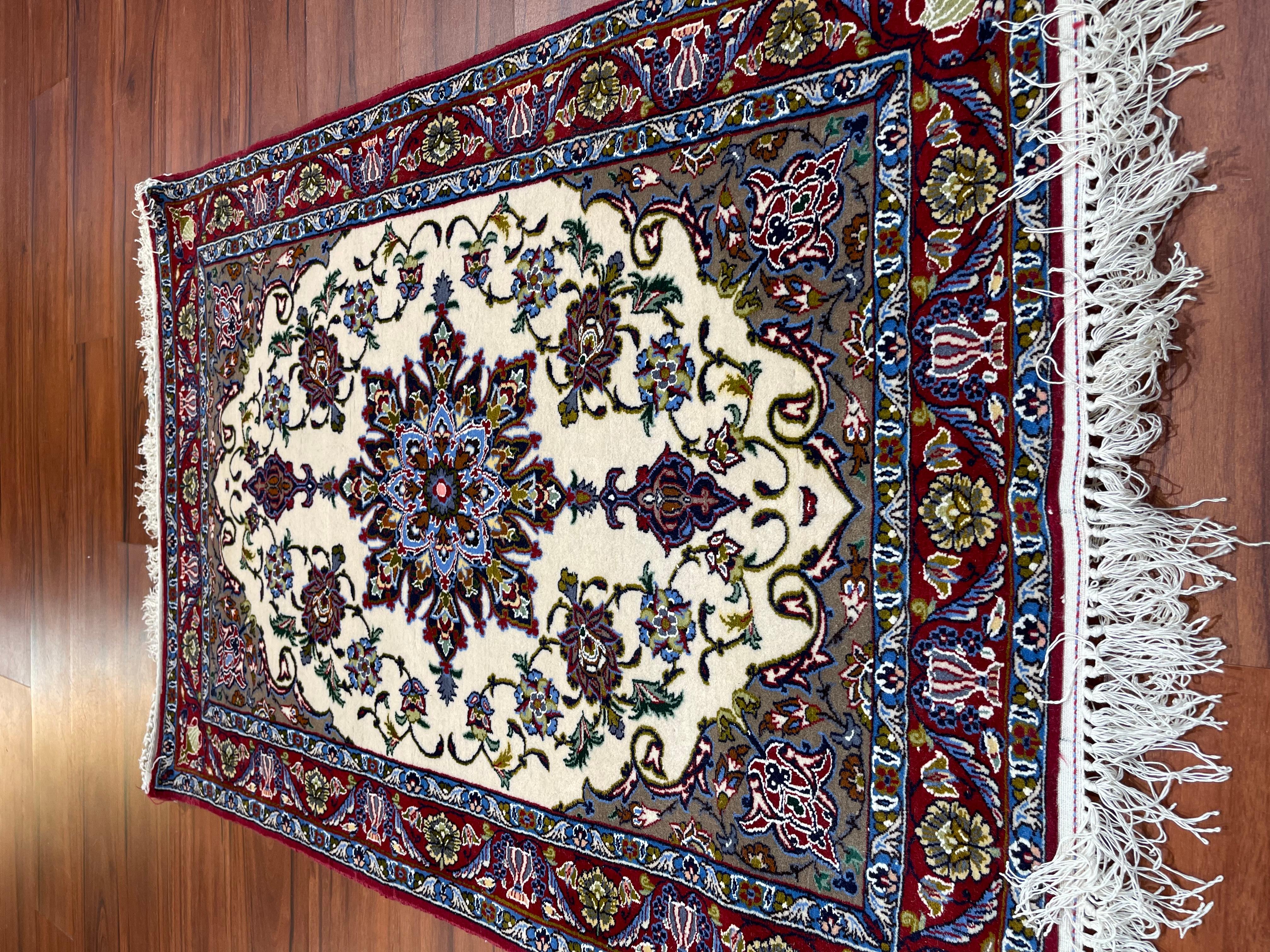 Hand-Knotted Very Fine Persian Isfahan Rug/Carpet For Sale