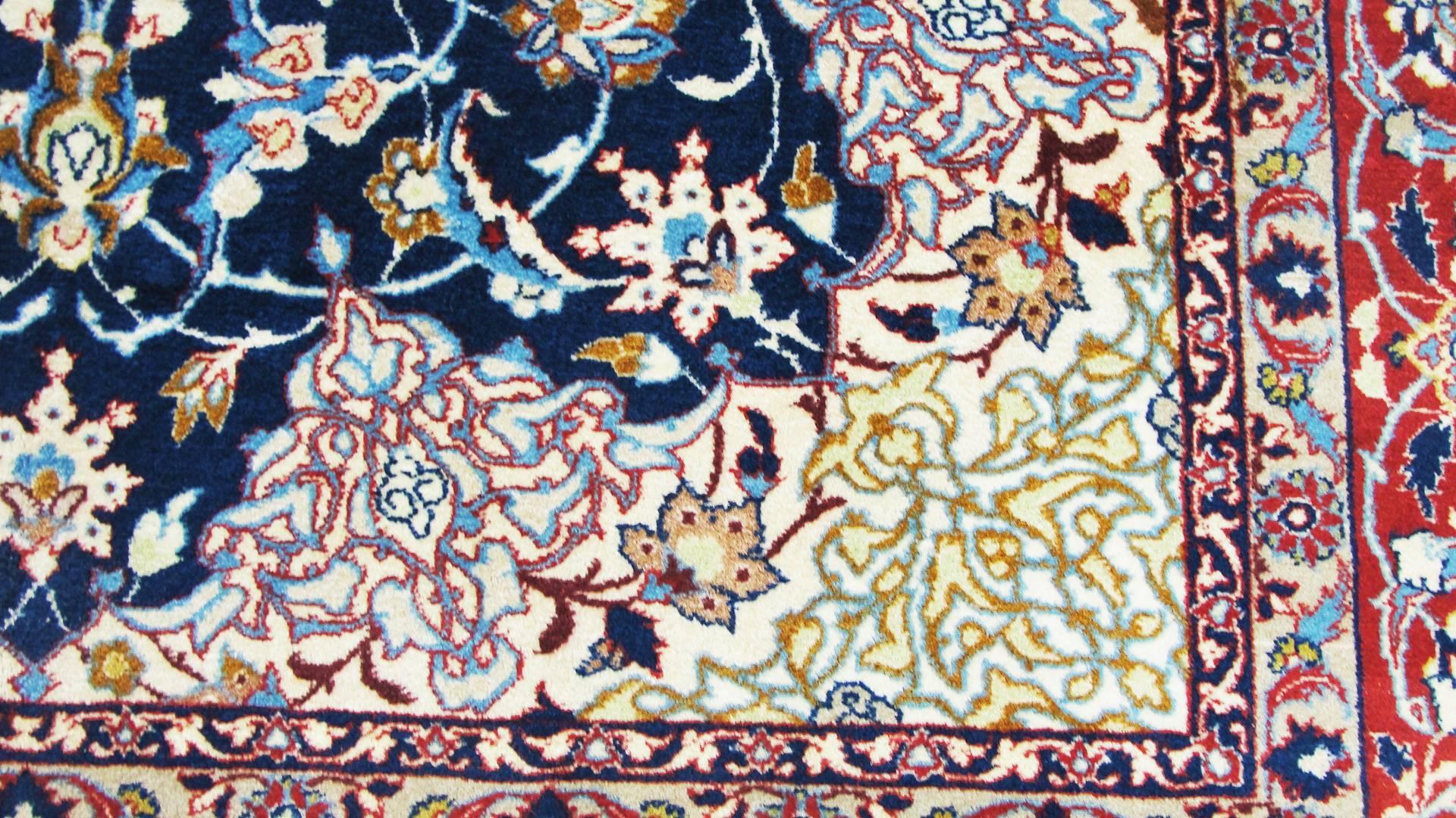 Hand-Knotted Antique Persian Isfahan Rug, Very Fine For Sale