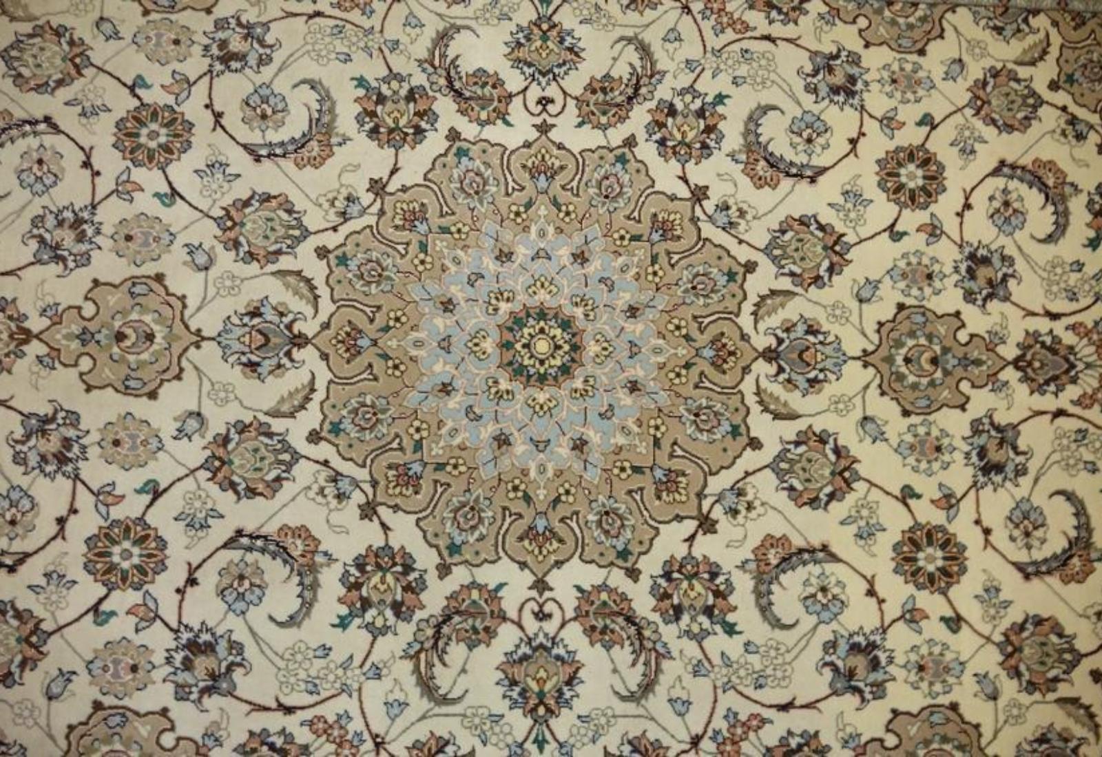 Contemporary Very fine Persian Isfahan Silk & Wool - 5' 8' For Sale