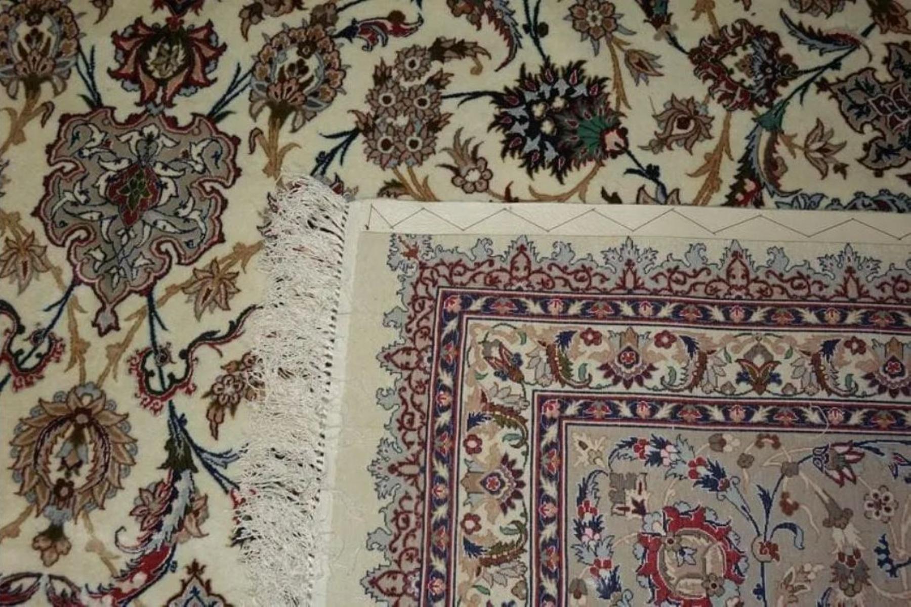 Très beau tapis persan d'Ispahan en soie et laine - 10' x 13' en vente 3