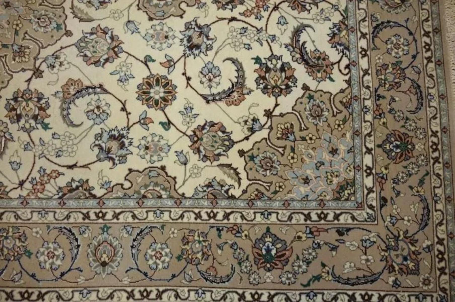 Very fine Persian Rug Isfahan 600 Knots per inch, Size 5 x 8 Iran Isfahan Enteshari Wool and Silk with a Silk Foundation. Around 3,000,000 knots tied by hand one by one. It takes 2 years to complete this piece of art.