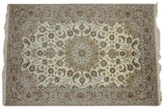 Very fine Persian Isfahan Silk & Wool Rug - 5' x 8'