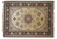 Feiner persischer Isfahan-Teppich aus Seide und Wolle aus Isfahan-7,8' x 5'