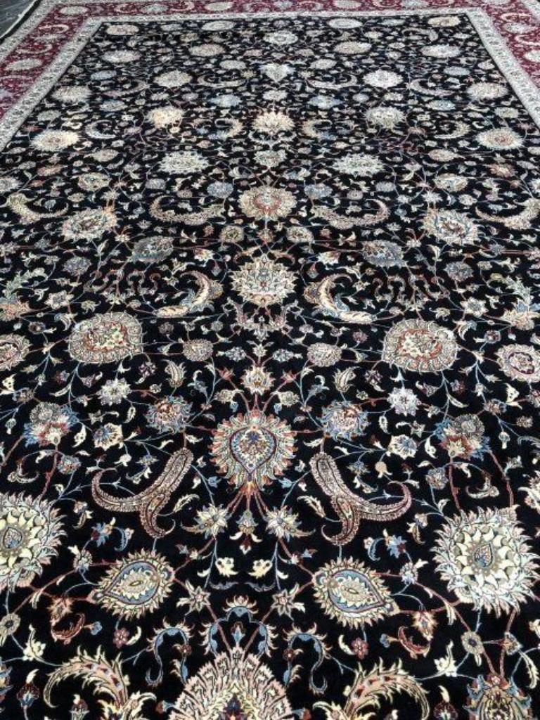 Hand-Knotted Very fine Persian Mashhad Saber Rug - 21.2' x 12.1' For Sale