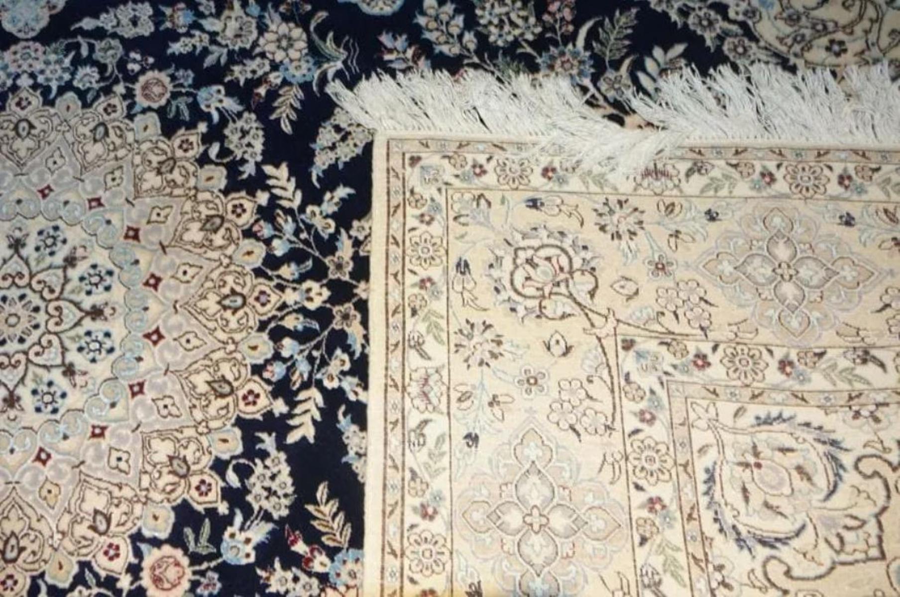 Très beau tapis persan Naeen - 5.2' x 8' Excellent état - En vente à Newmanstown, PA