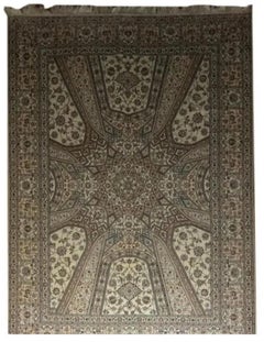 Très beau tapis persan Naeen en soie et laine - 10.2' x 6.11'.