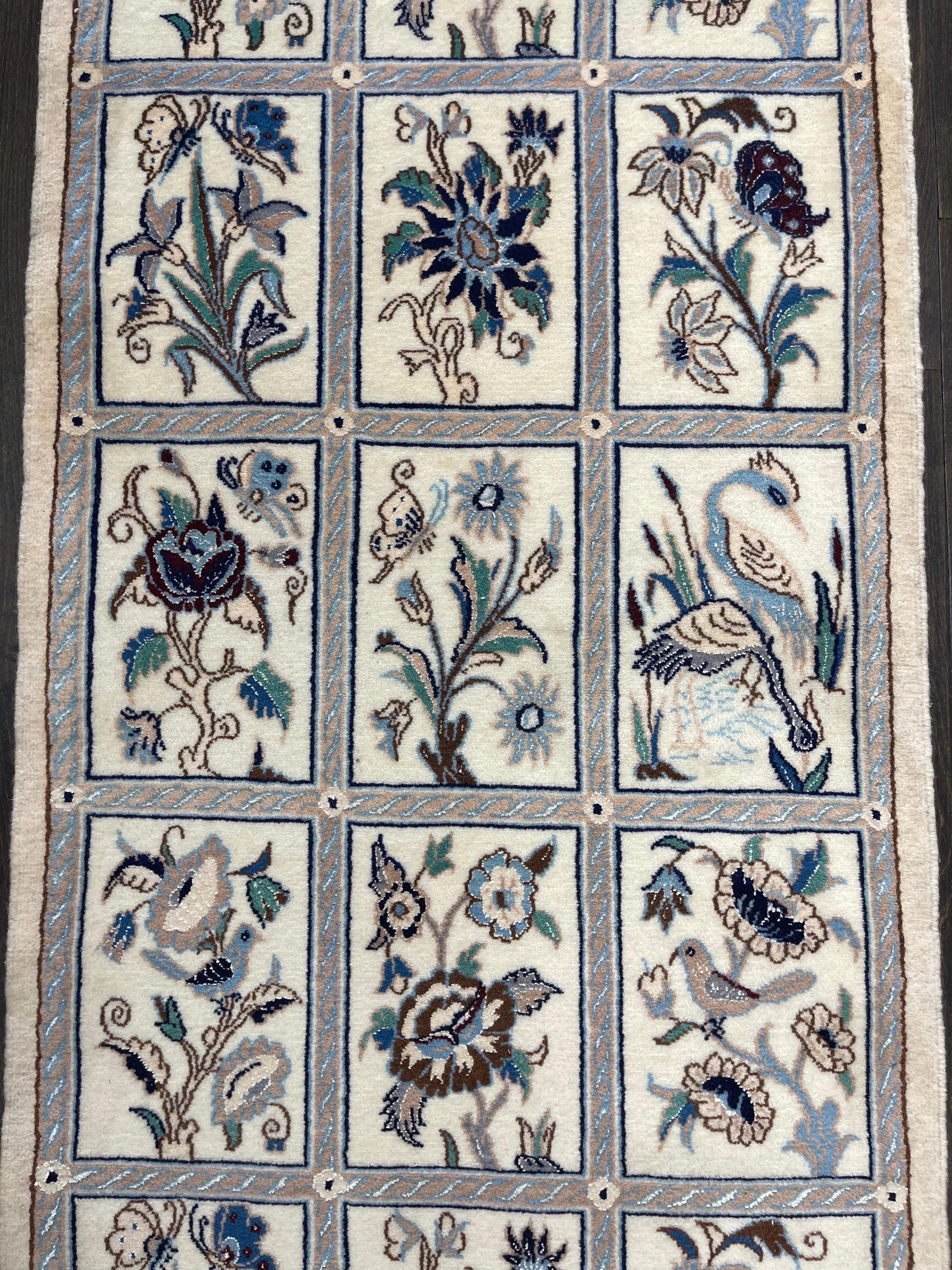 Hand-Knotted Very Fine Persian Nain Runner For Sale