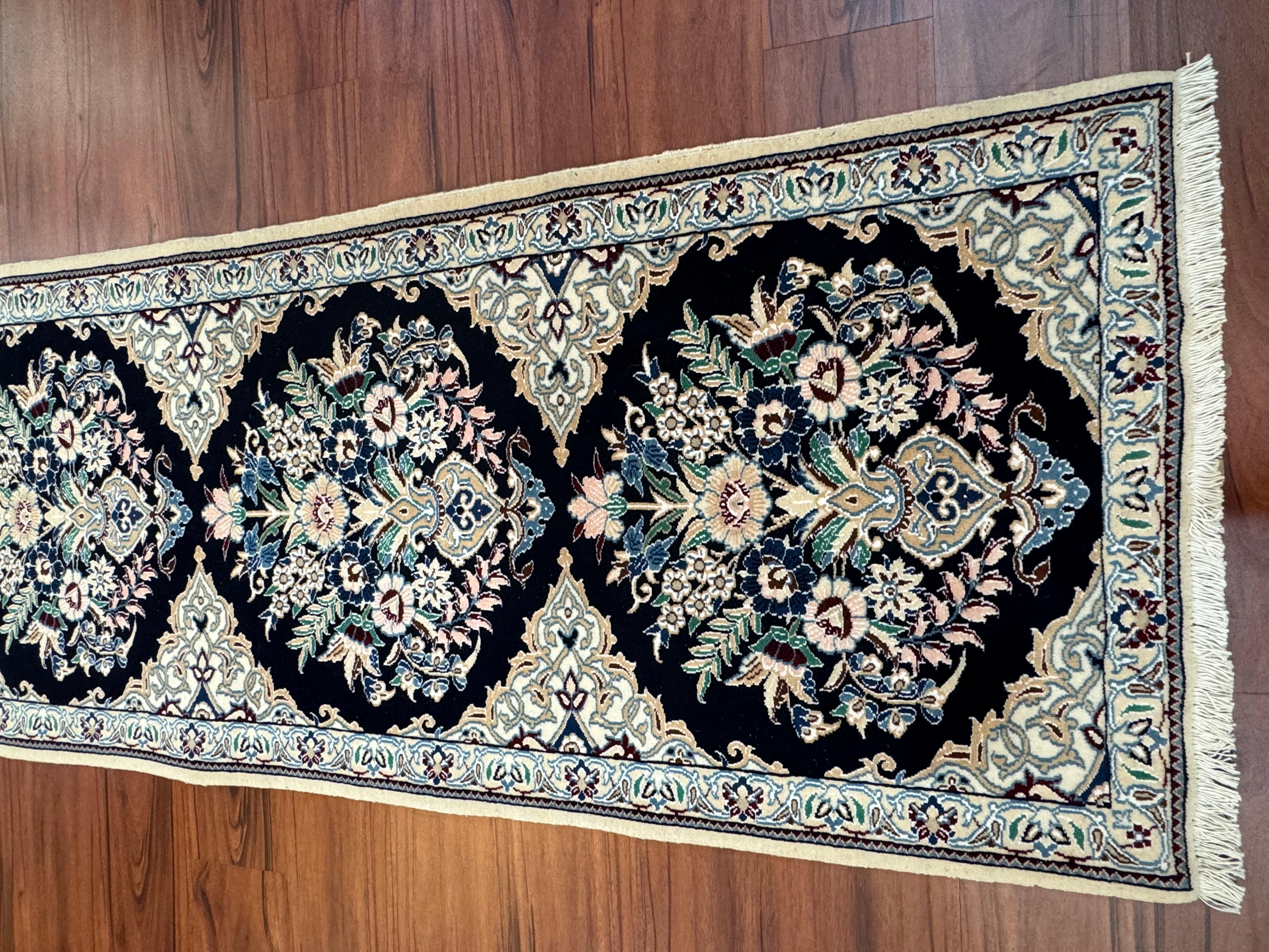 Hand-Woven Very Fine Persian Nain Runner  For Sale