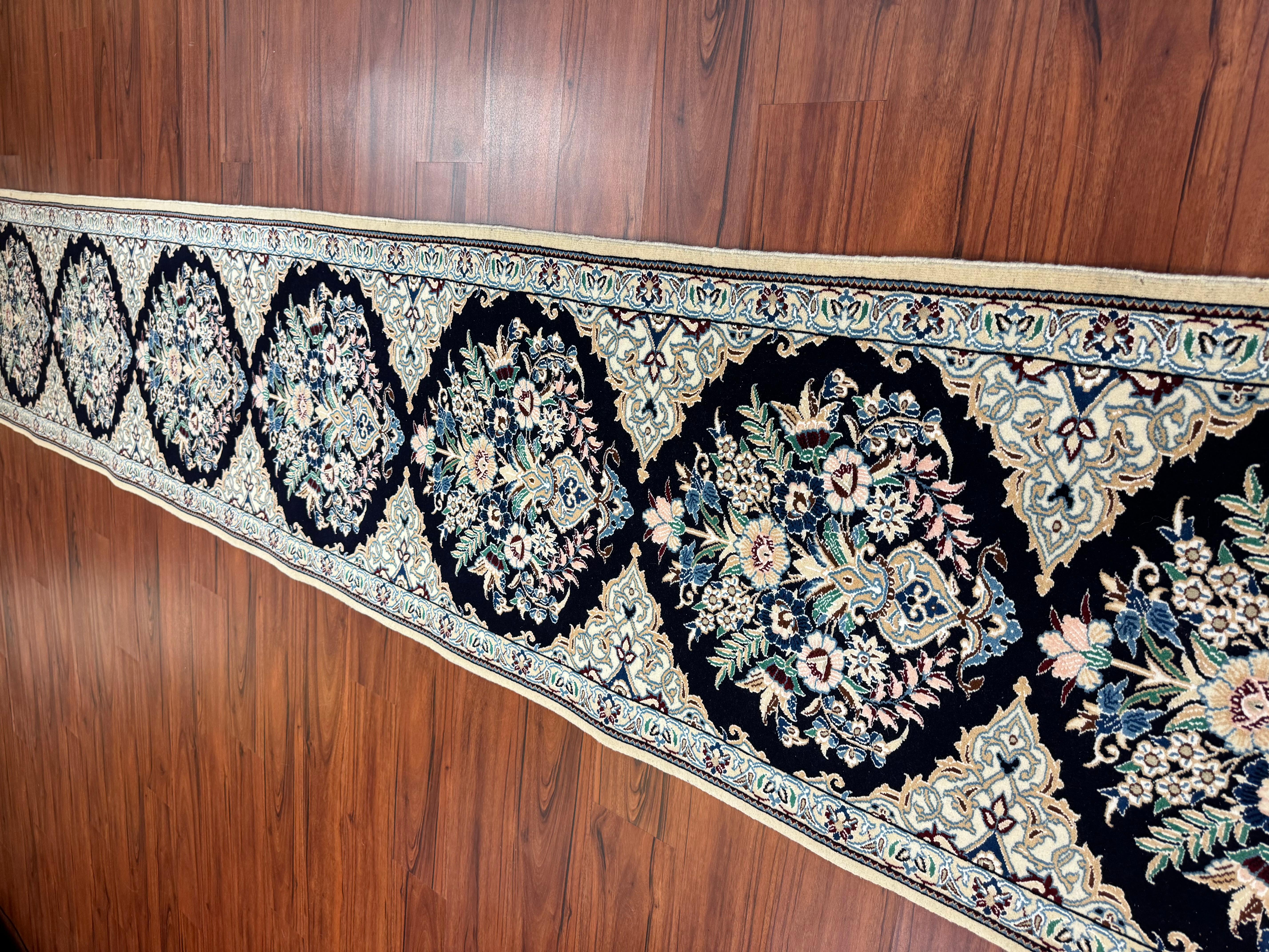 Wool Very Fine Persian Nain Runner  For Sale