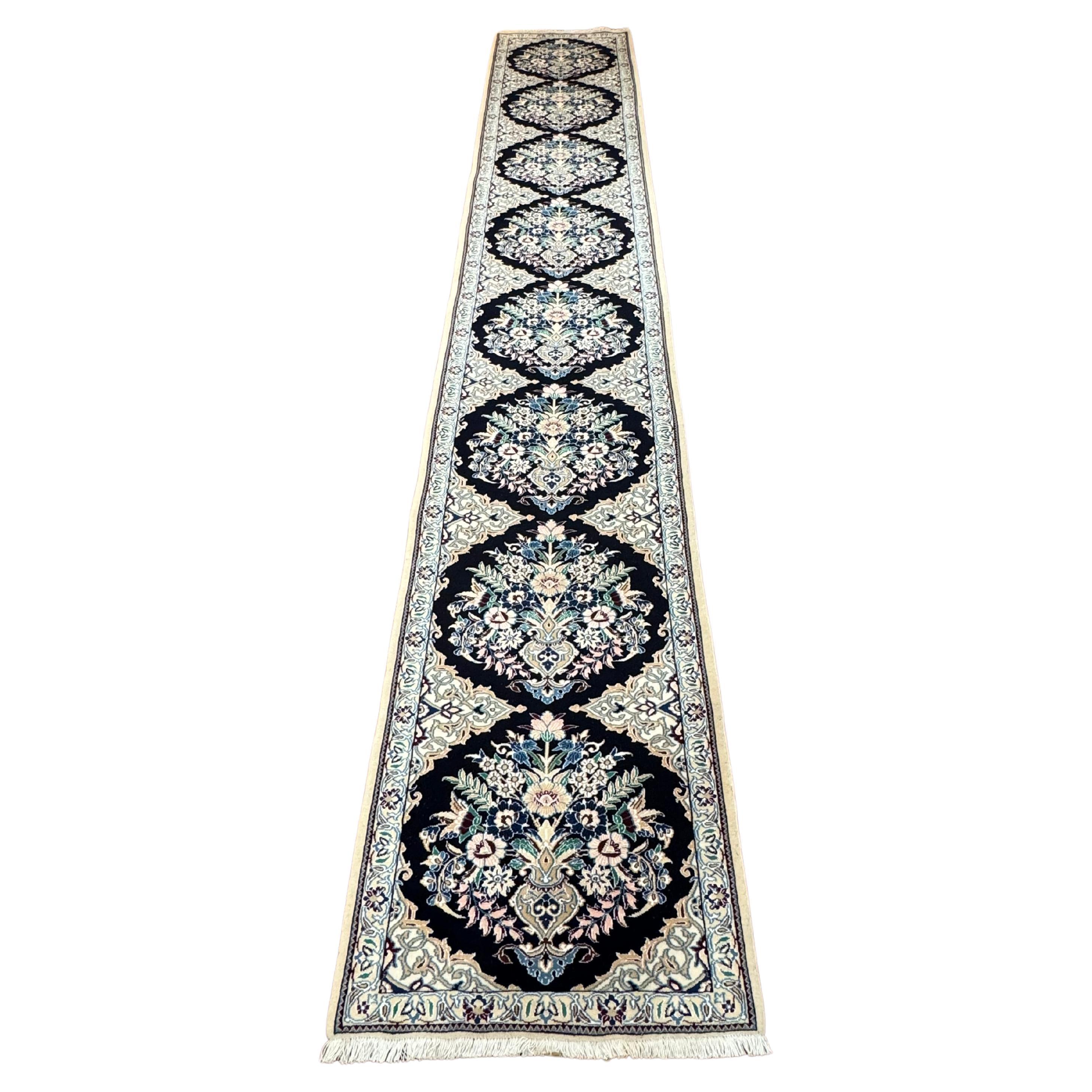 Very Fine Persian Nain Runner  For Sale