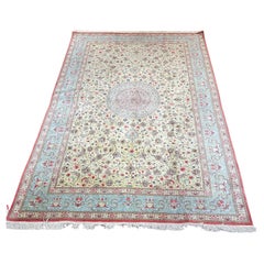 Small and Fine Persian Floral Silk Qum Rug 49416 Nazmiyal Antique Rugs