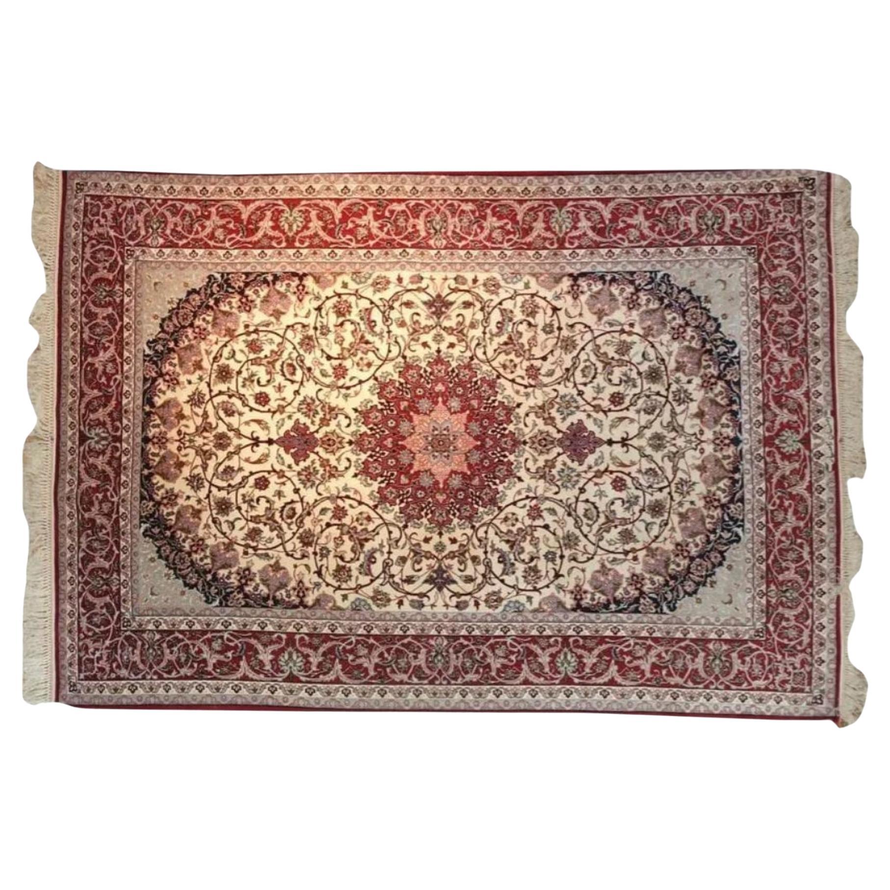 Very fine Persian Silk Ghom - 7.8' x 5.2' For Sale