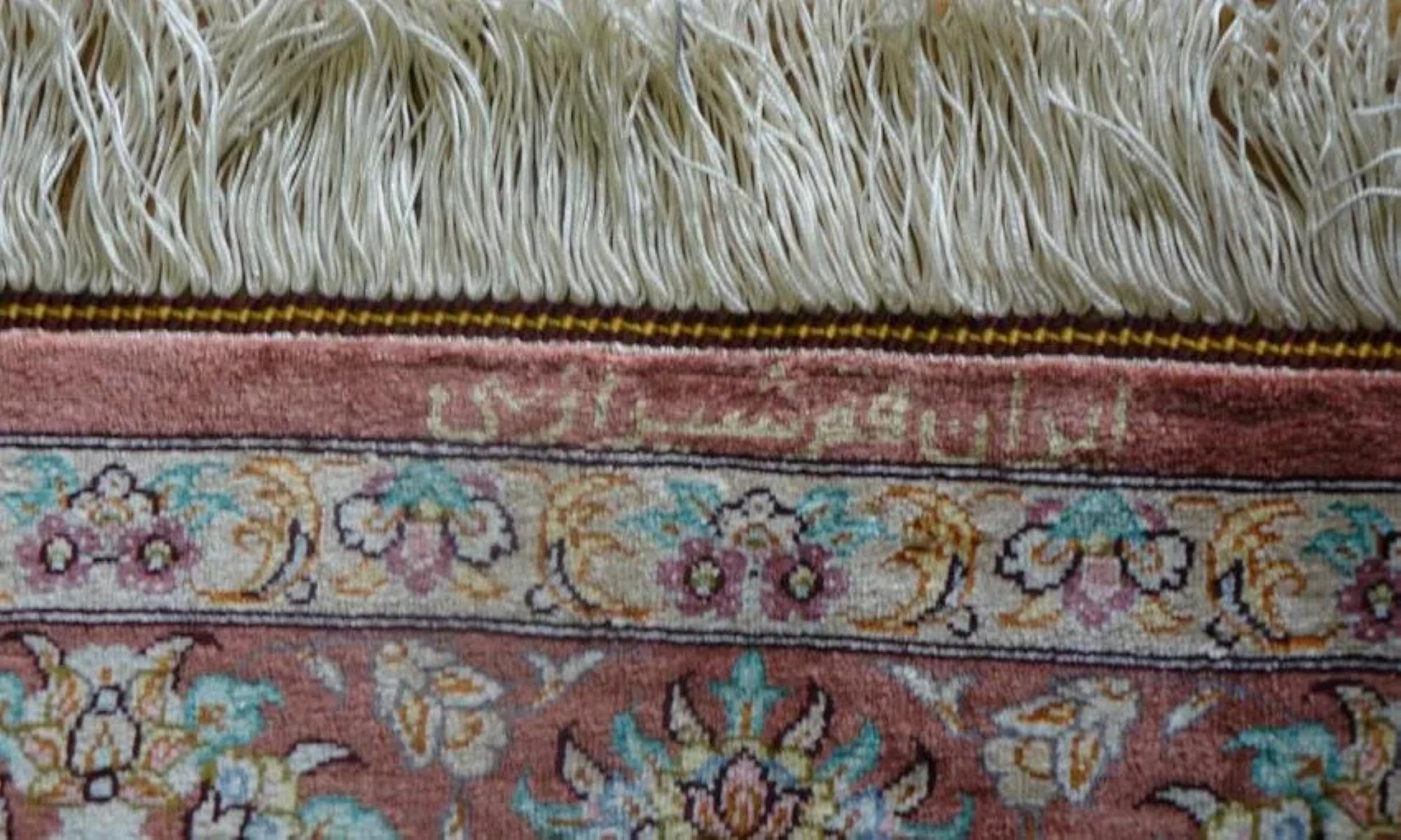 Contemporary Very fine Persian Silk Ghom Rug- 3.4' x 4.9' For Sale