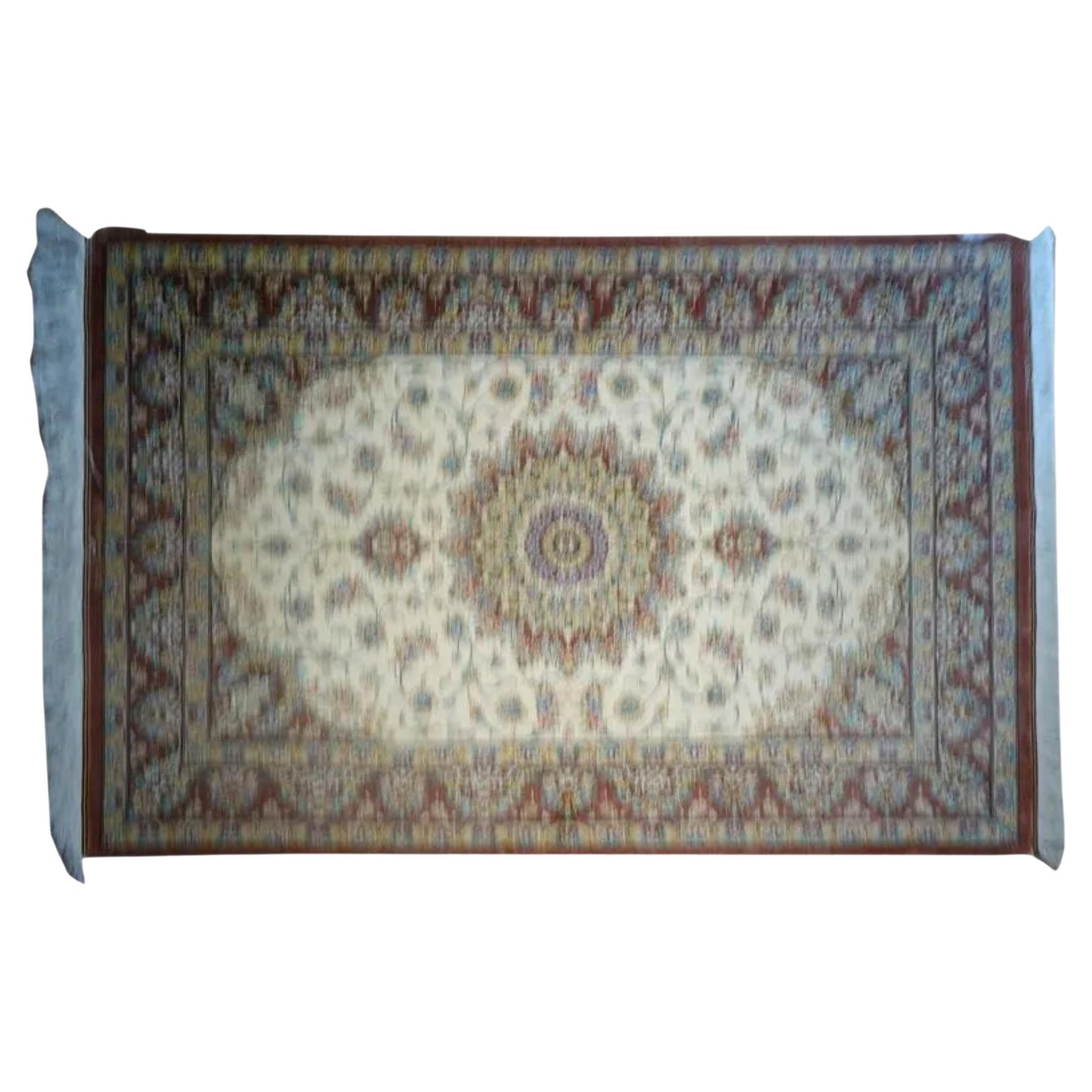 Très beau tapis persan en soie Ghom - 3.4' x 4.9'.