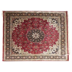 Très beau tapis persan en soie Ghom - 6.6' x 6.6'