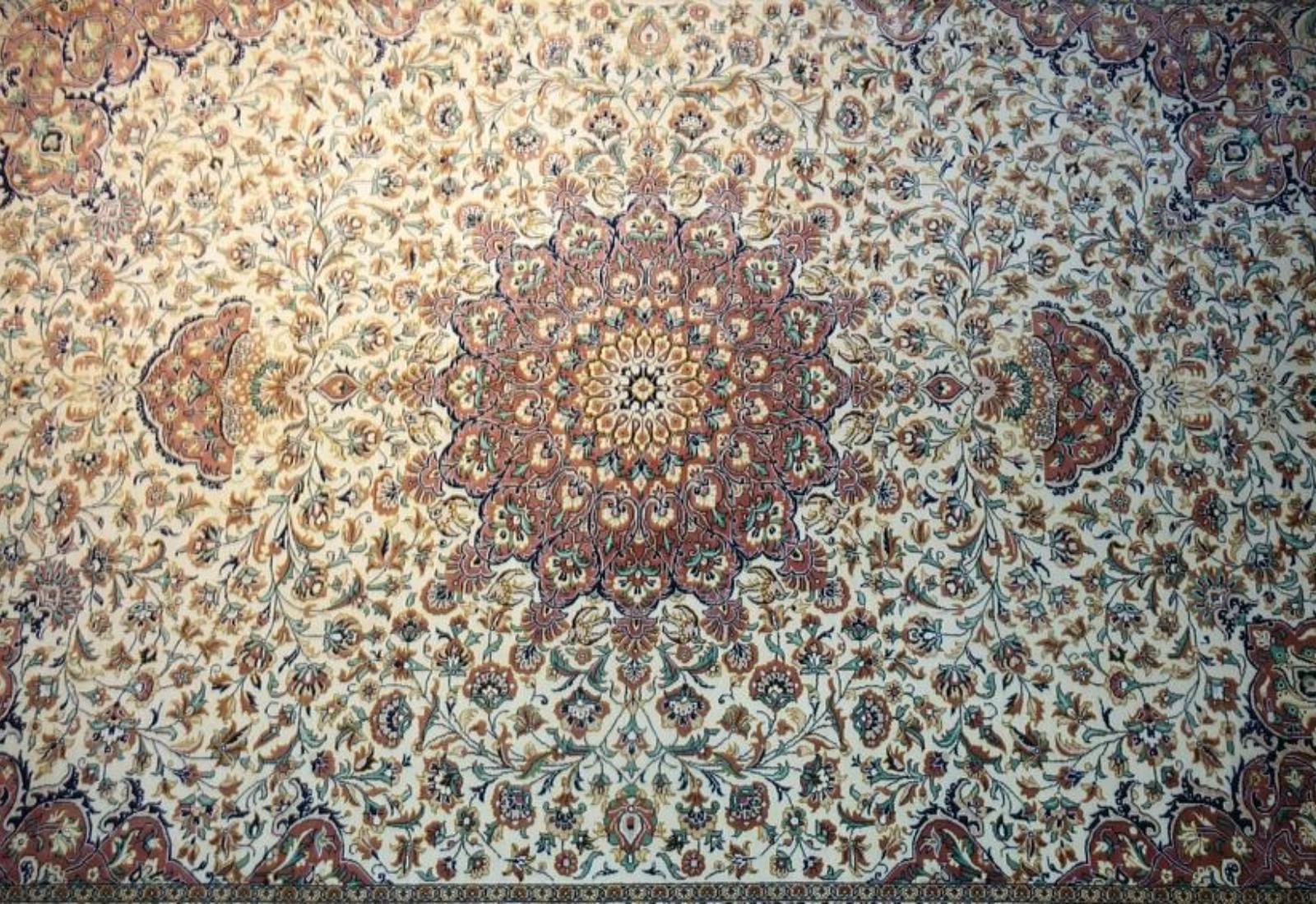 Contemporary Very fine Persian Silk Qum - 7.1' 5.2' For Sale