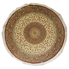 Très beau tapis persan en soie Qum - 5' x 5'