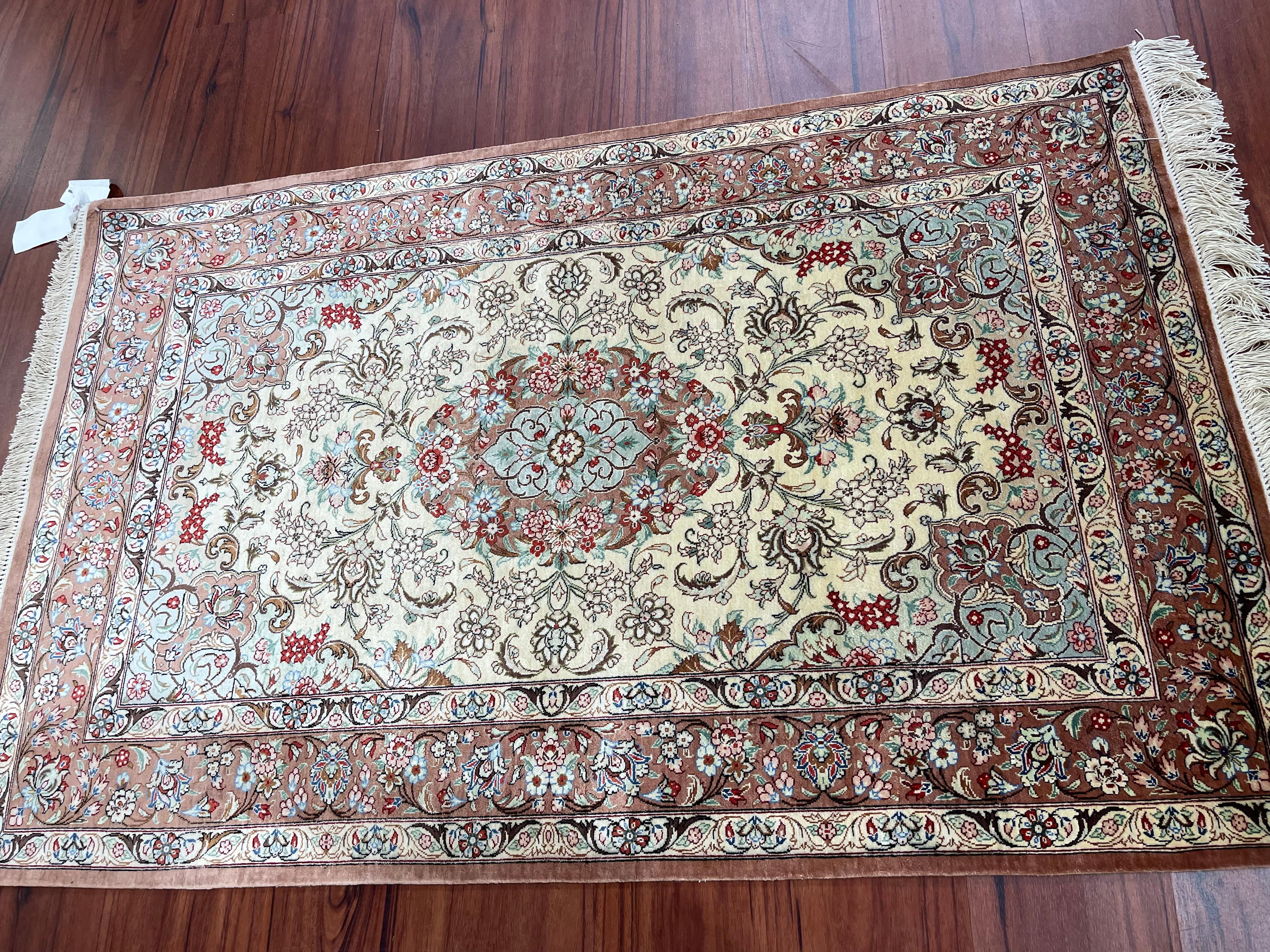Hand-Knotted Very Fine Persian Silk Qum Rug/Carpet For Sale