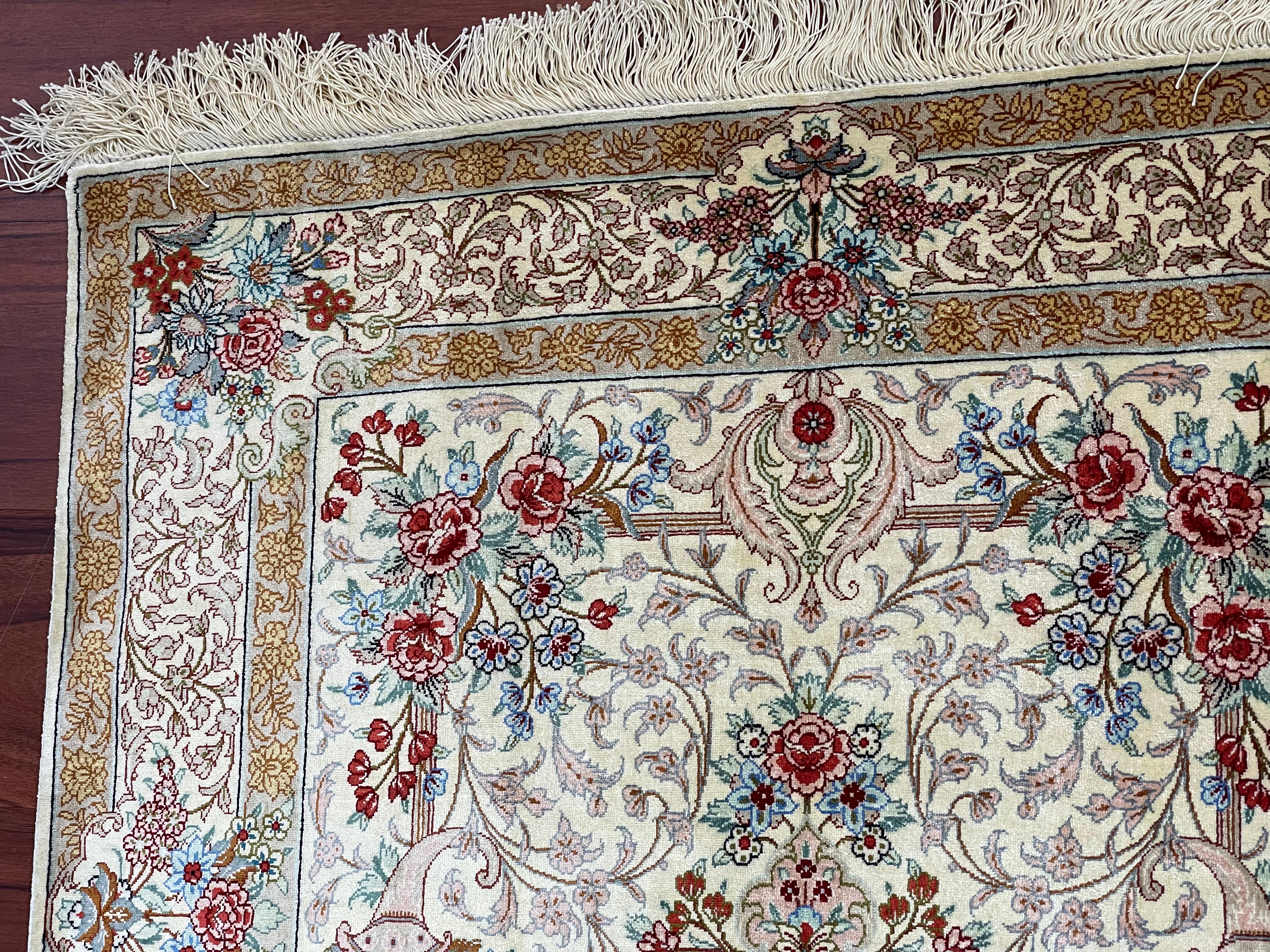 Hand-Knotted Very Fine Persian Silk Qum Rug/Carpet For Sale