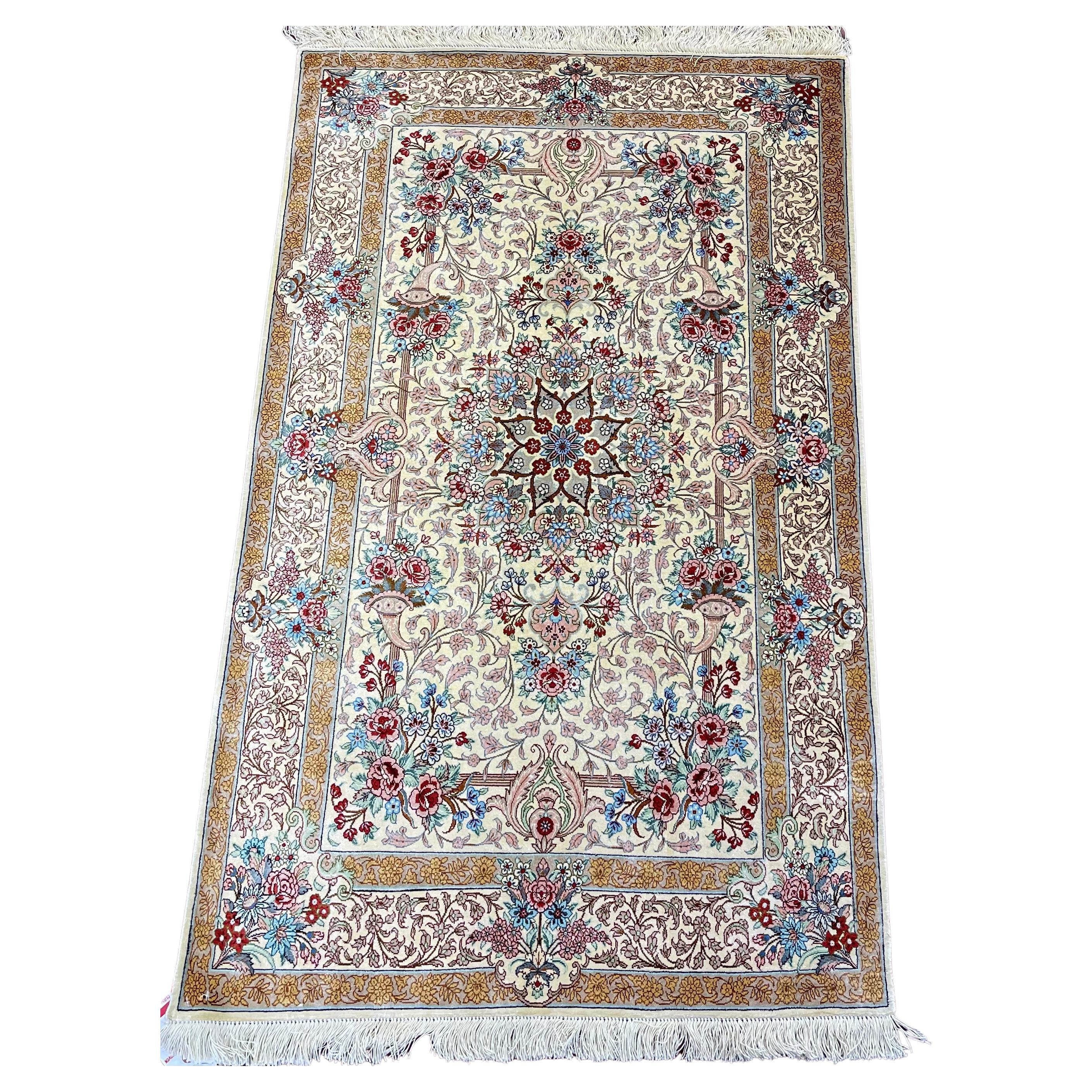 Very Fine Persian Silk Qum Rug/Carpet For Sale