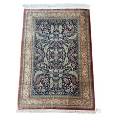 Retro Very Fine Persian Silk Qum Rug