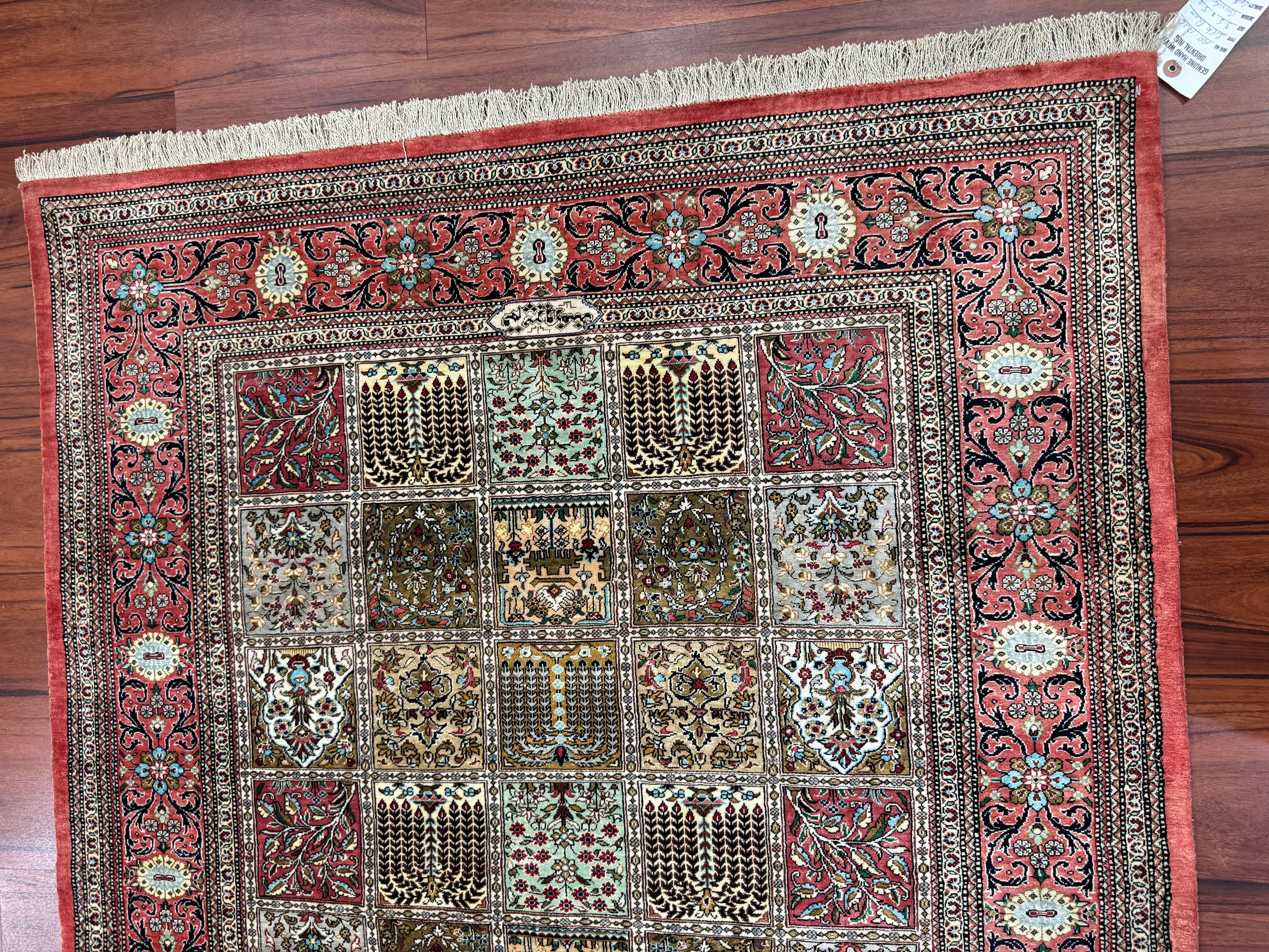 Very Fine Persian Silk Qum Rug Garden Design  For Sale 6