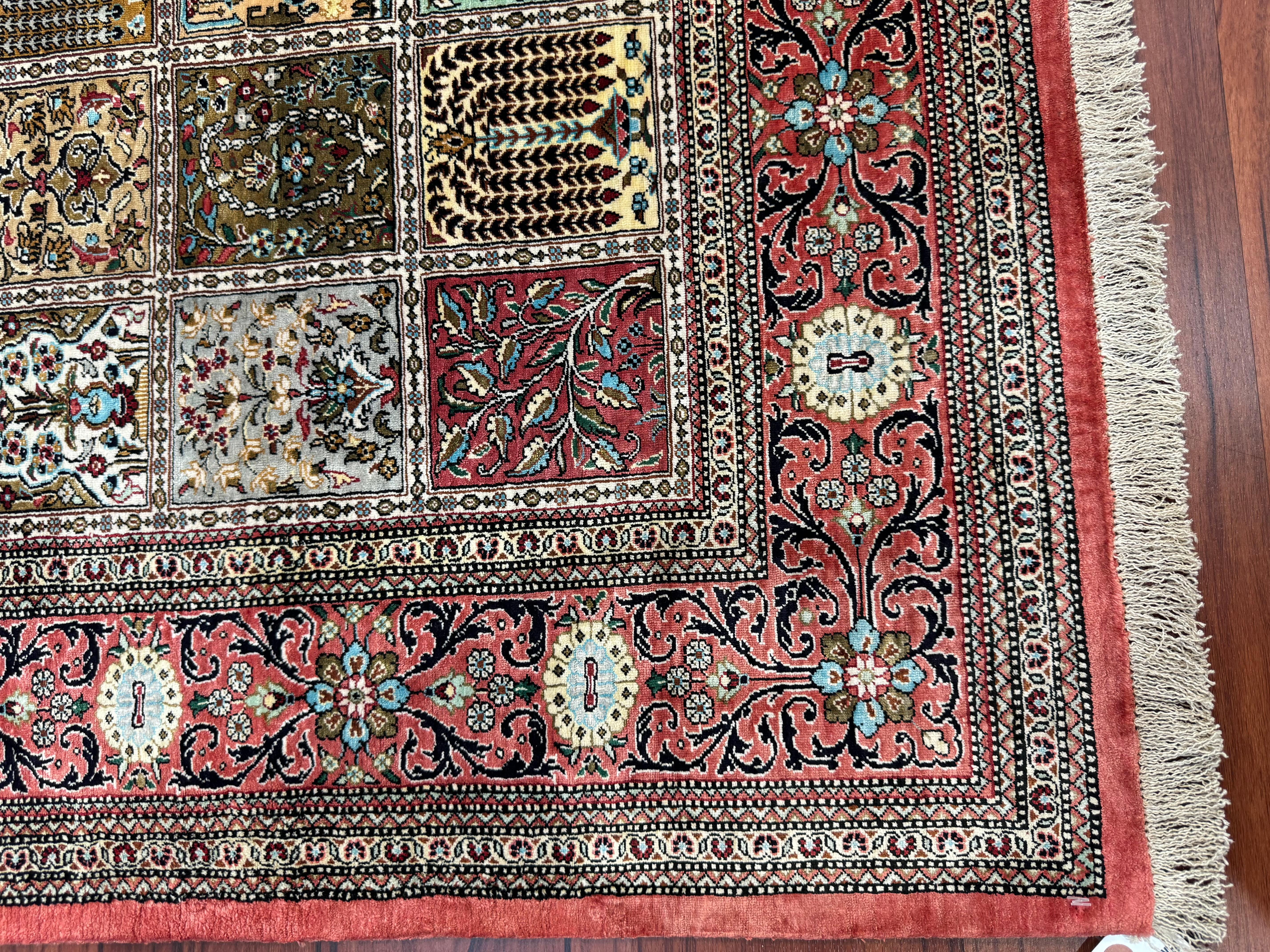 Tabriz Very Fine Persian Silk Qum Rug Garden Design  For Sale