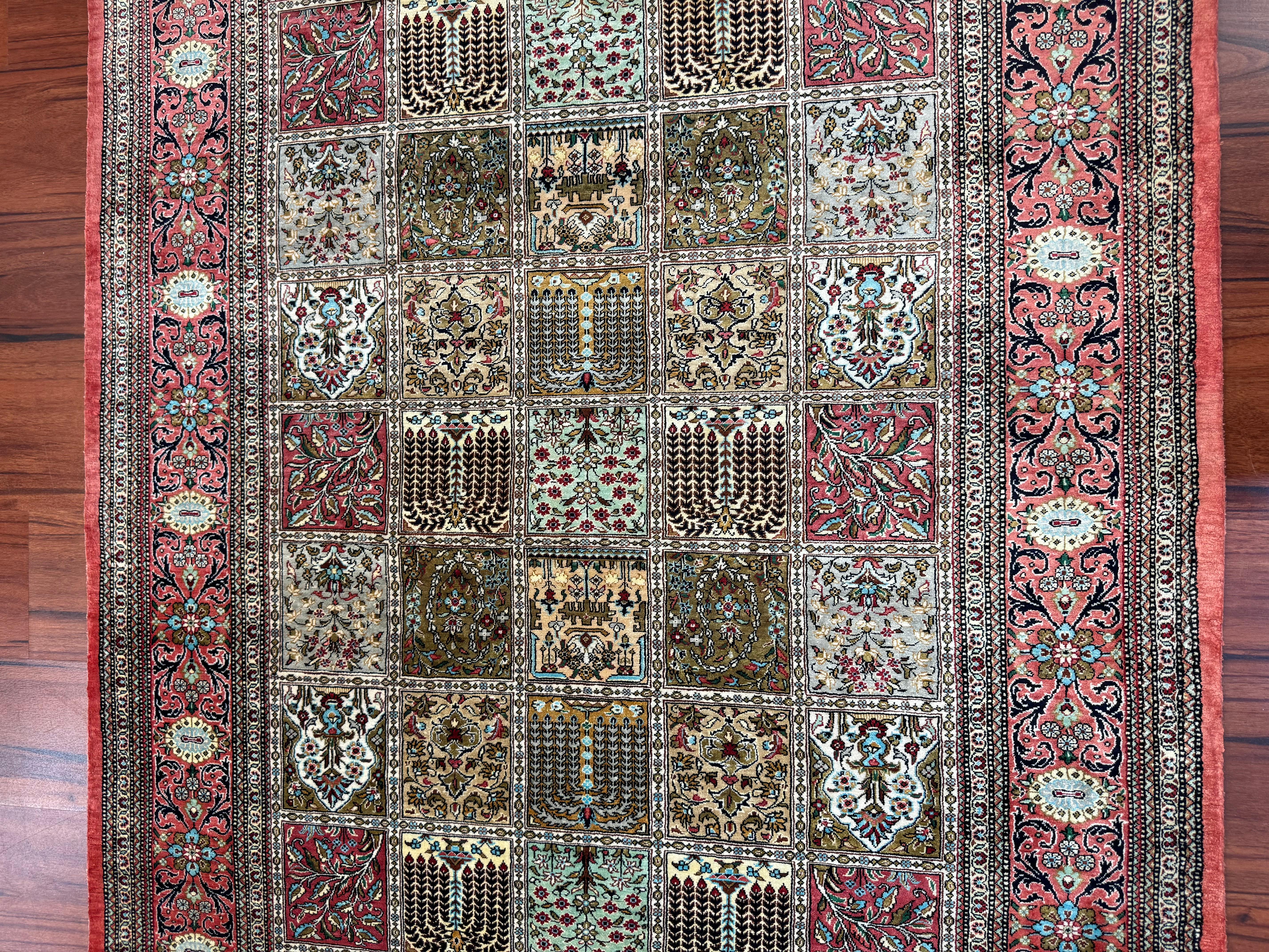 Very Fine Persian Silk Qum Rug Garden Design  For Sale 1
