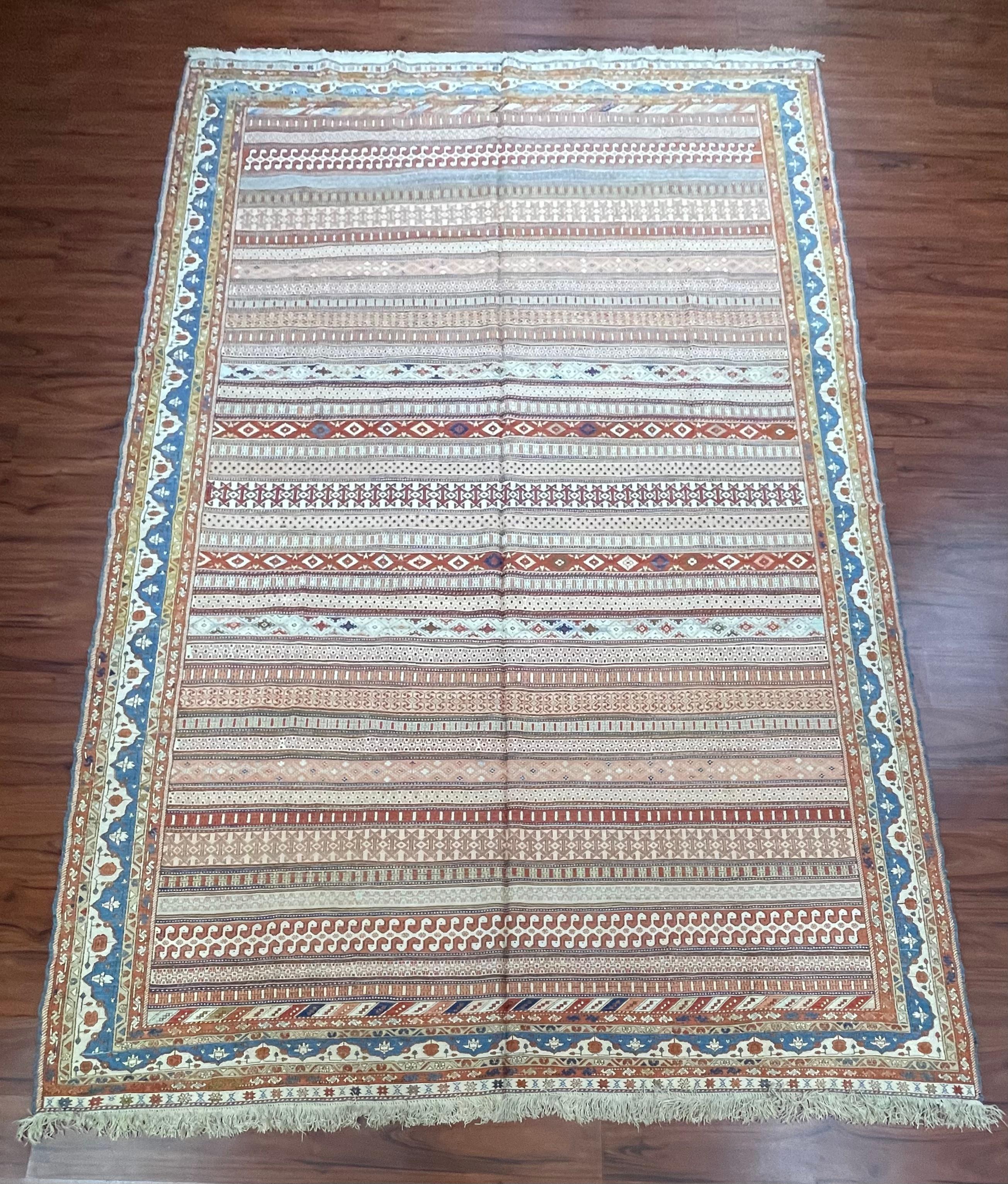 Hand-Knotted Very Fine Persian Silk Soumak Rug/Carpet  For Sale