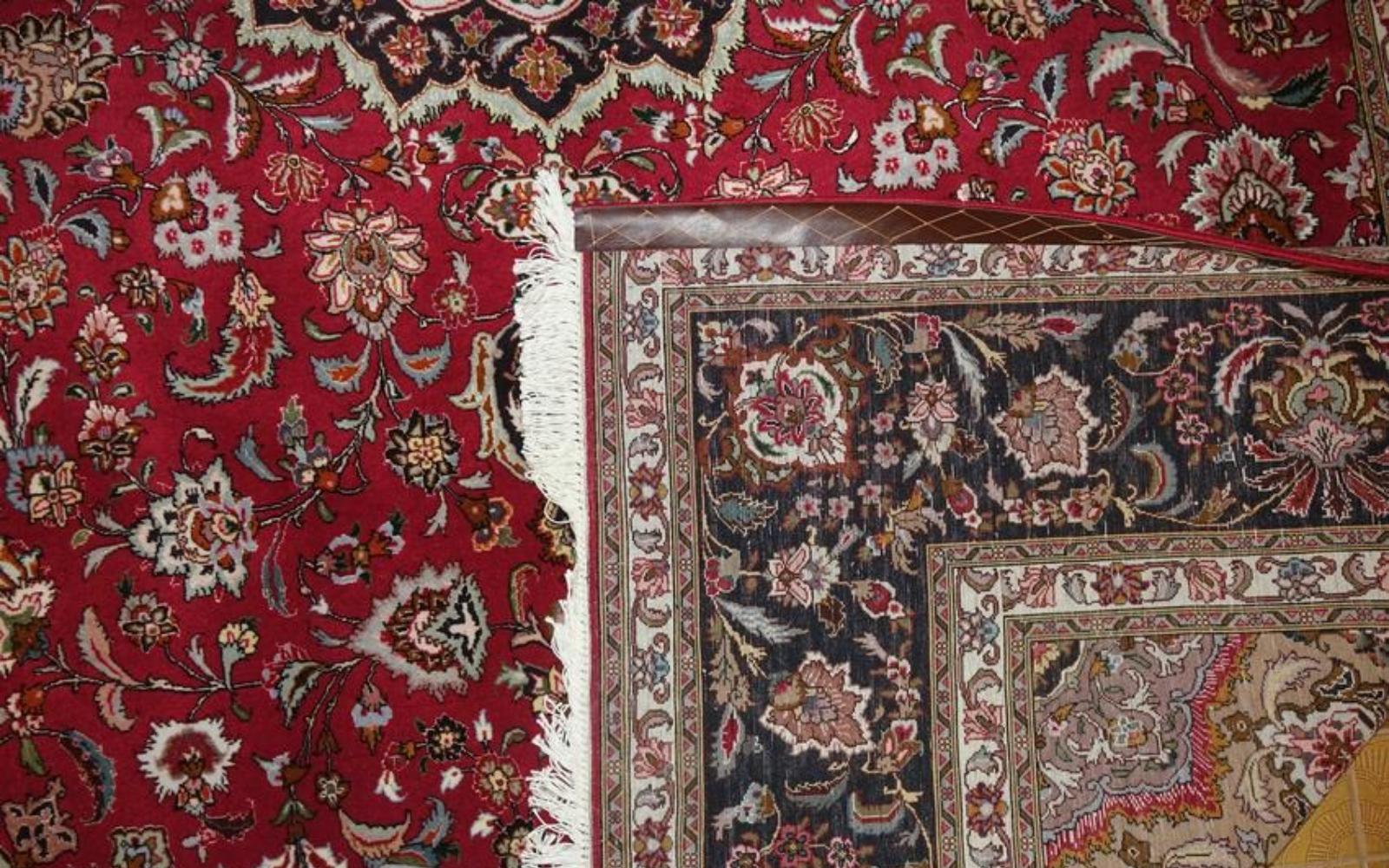 XXIe siècle et contemporain Très belle soie et laine persane Tabriz - 10.2' 6.7'. en vente