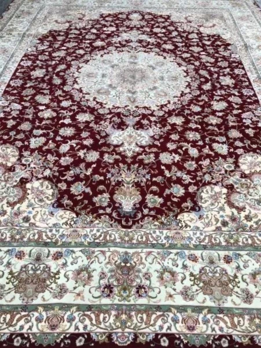 Hand-Woven Very fine Persian Tabriz Silk & Wool Rug - 13.3' x 9.7' For Sale