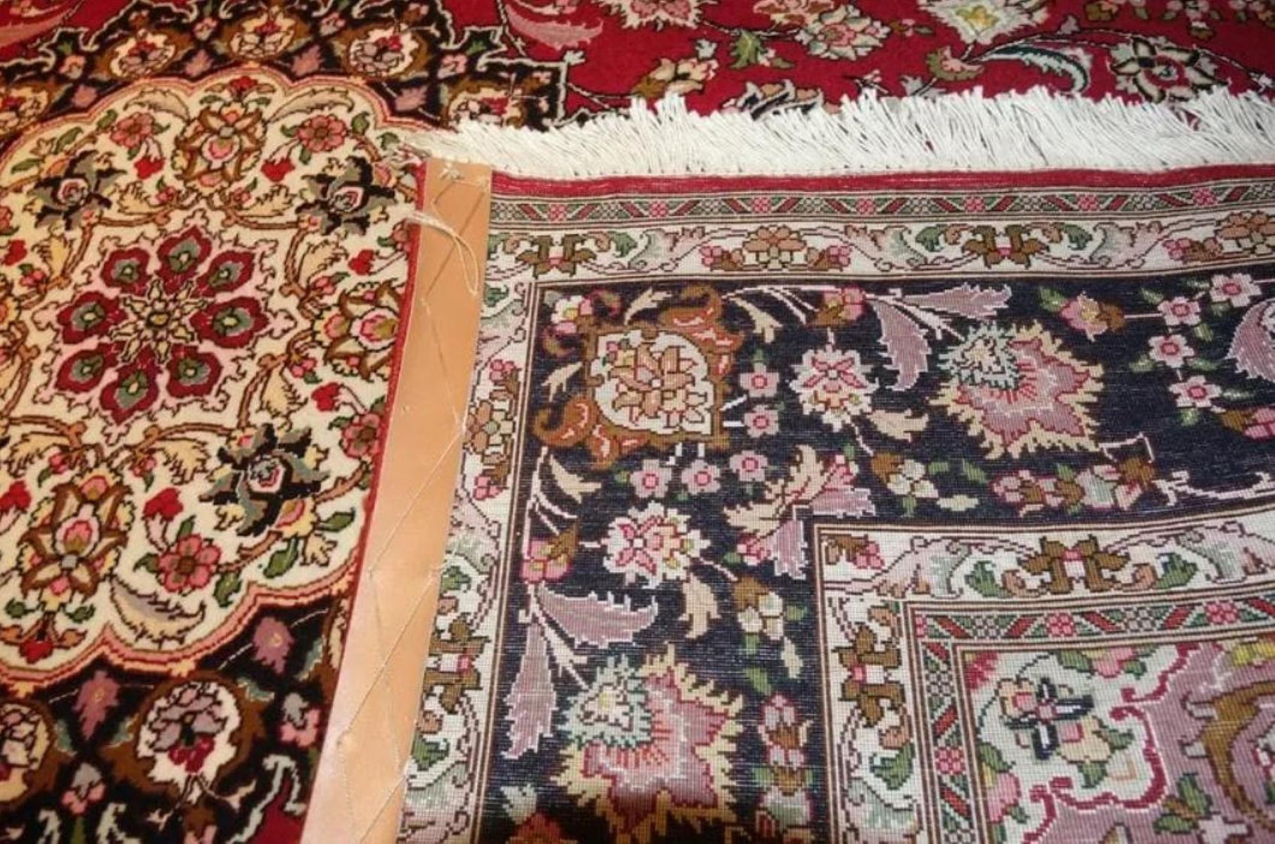 Contemporary Very fine Persian Tabriz Silk & Wool Rug - 5' x 6.1' For Sale