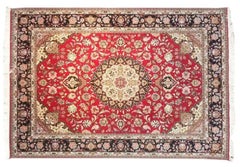 Très beau tapis persan Tabriz en soie et laine - 5' x 6.1'.
