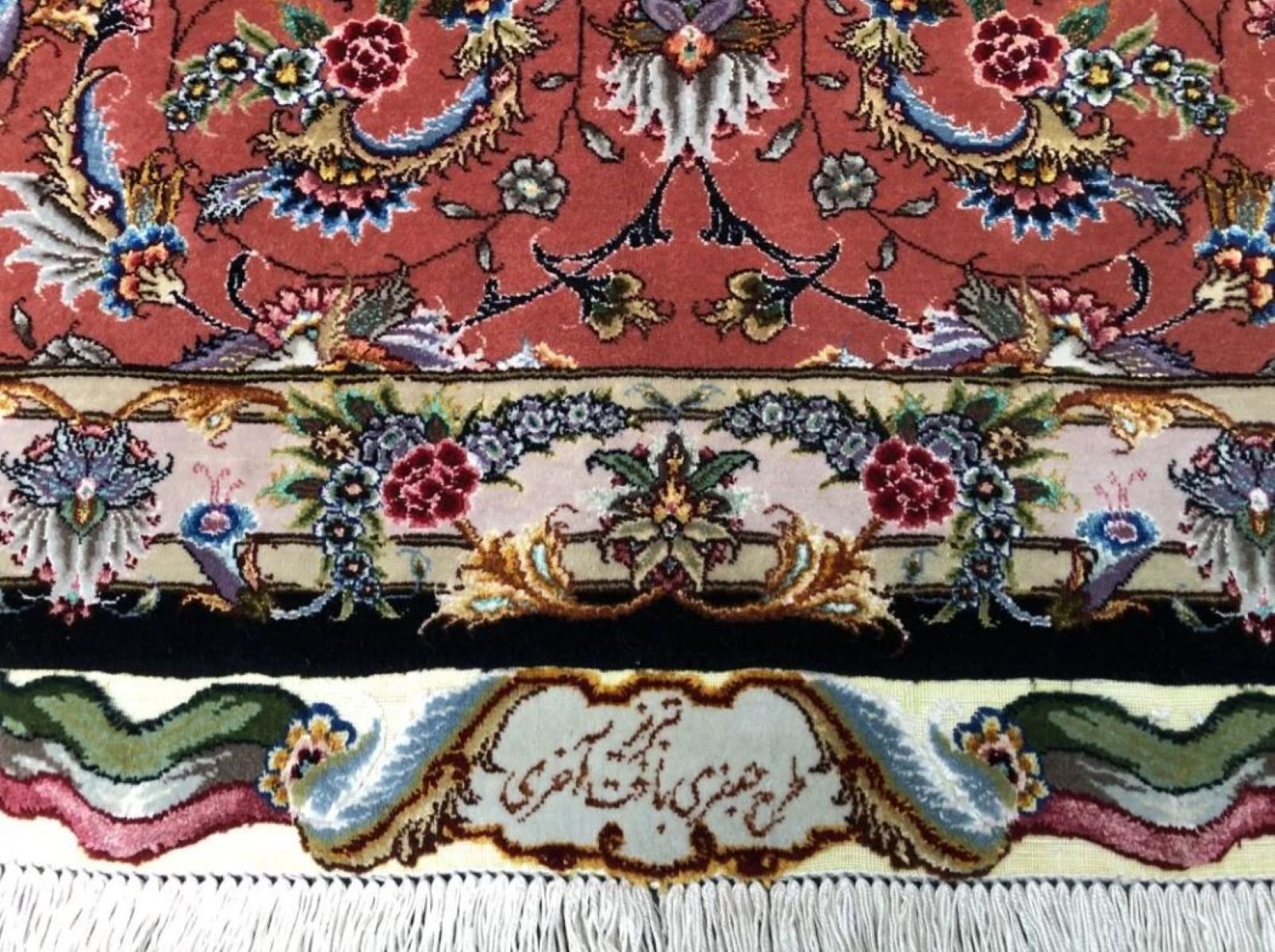 Très beau tapis persan Tabriz en laine et soie de 7' x 10' en vente 2