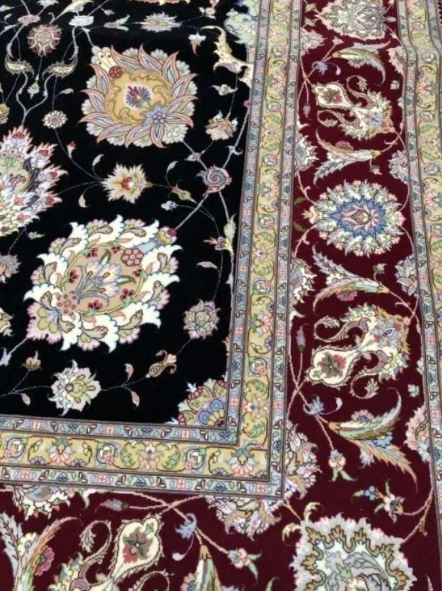 Hand-Woven Very fine Persian Wool and Silk Tabriz Rug 8.2' x 11.8' For Sale