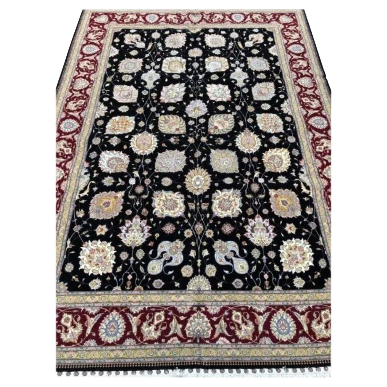 Feiner persischer Teppich aus Wolle und Seide aus Täbris 8.2' x 11,8' im Angebot