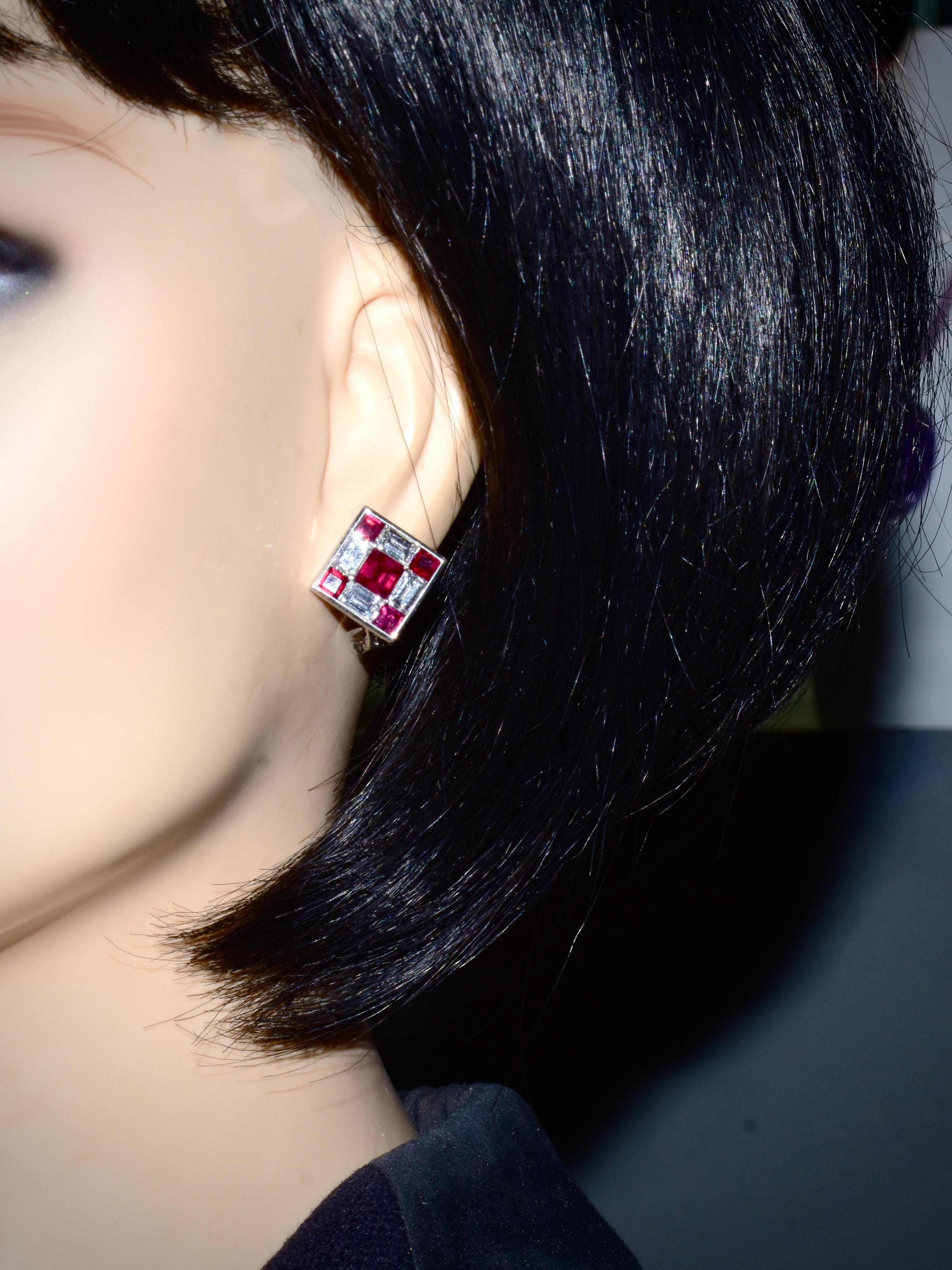 Very Fine Pigeon Blood Burma Ruby, 5.04 cts., and Diamond Earrings, circa 2010. 3