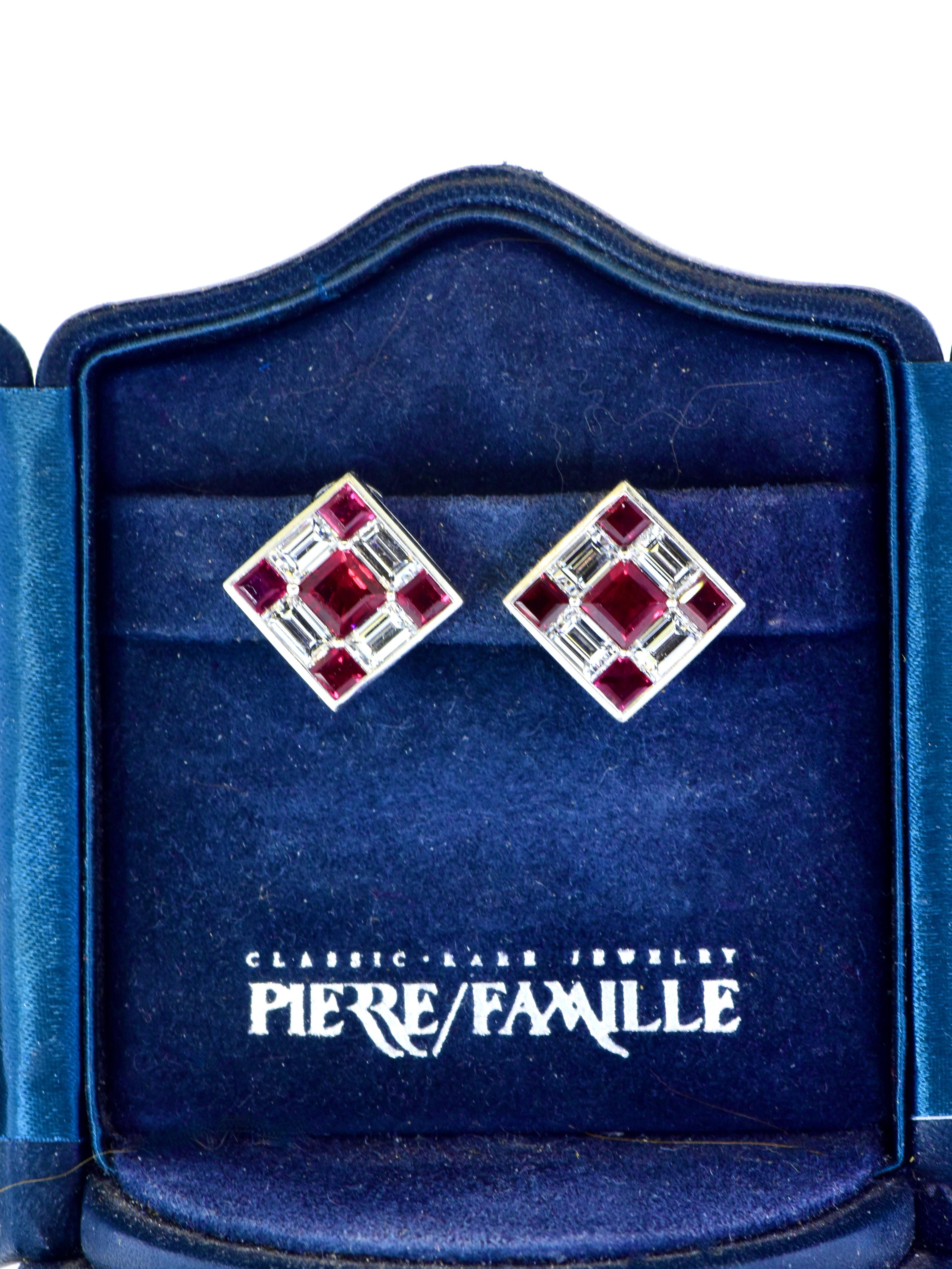 Very Fine Pigeon Blood Burma Ruby and Diamond Earrings, circa 2010. 5