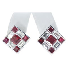 Very Fine Pigeon Blood Burma Ruby and Diamond Earrings, circa 2010.