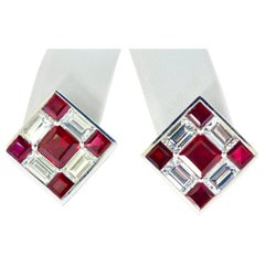 Sehr feine Taubenblut-Burma-Rubin- und Diamant-Ohrringe, ca. 2010.
