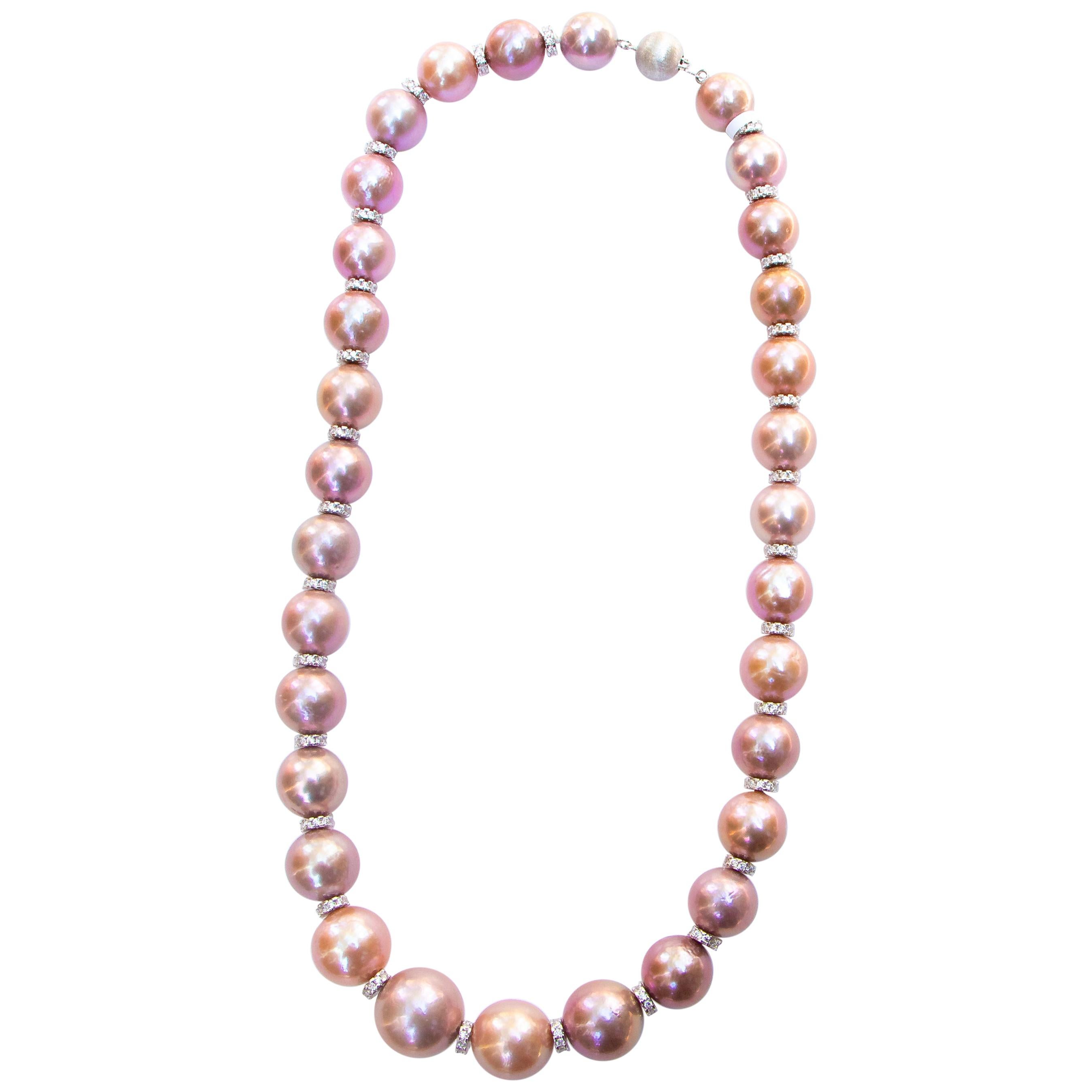 Very Fine Pink Pearls Necklace