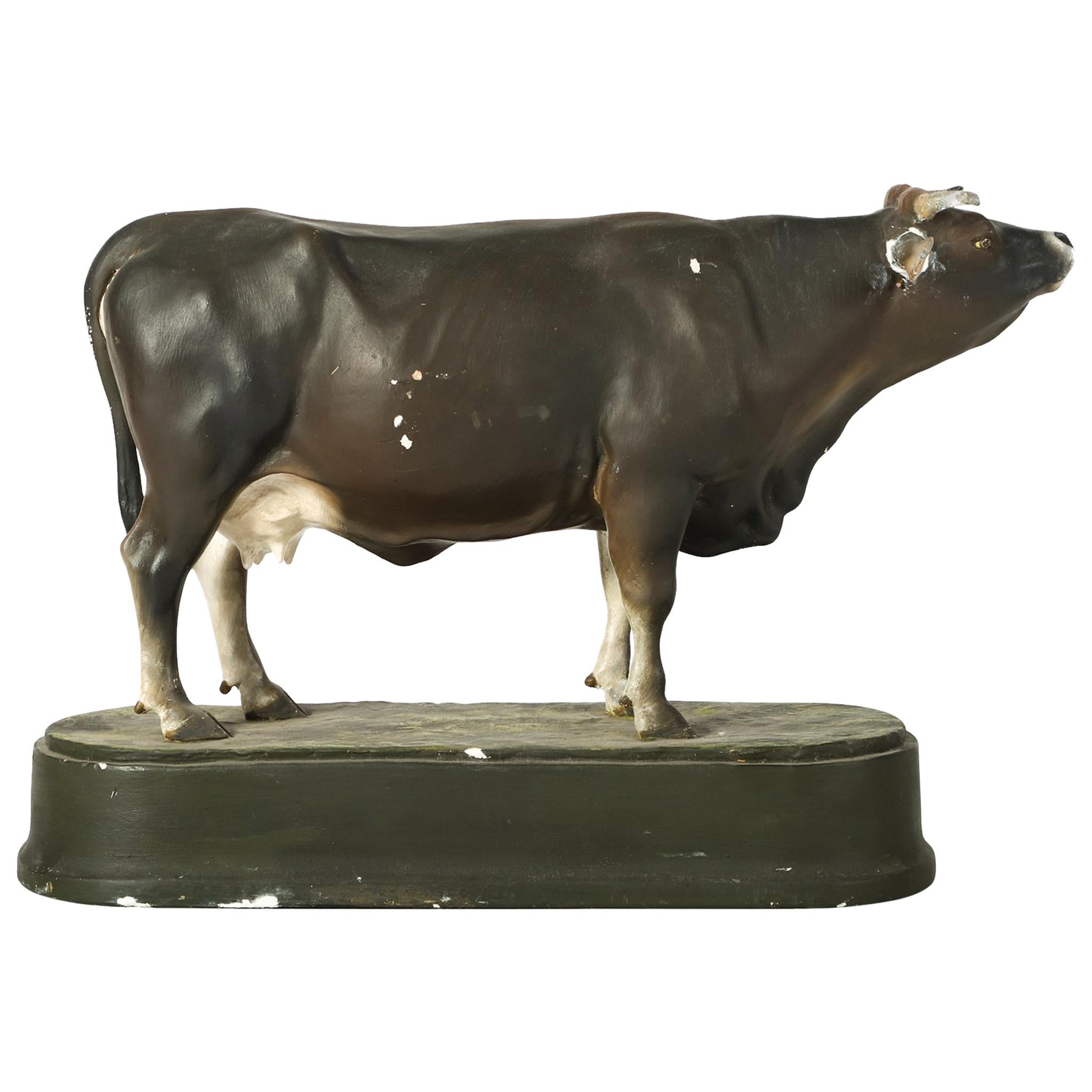 Very Fine Plaster Model of a Swiss Cow by W. Gebler, 1913 For Sale