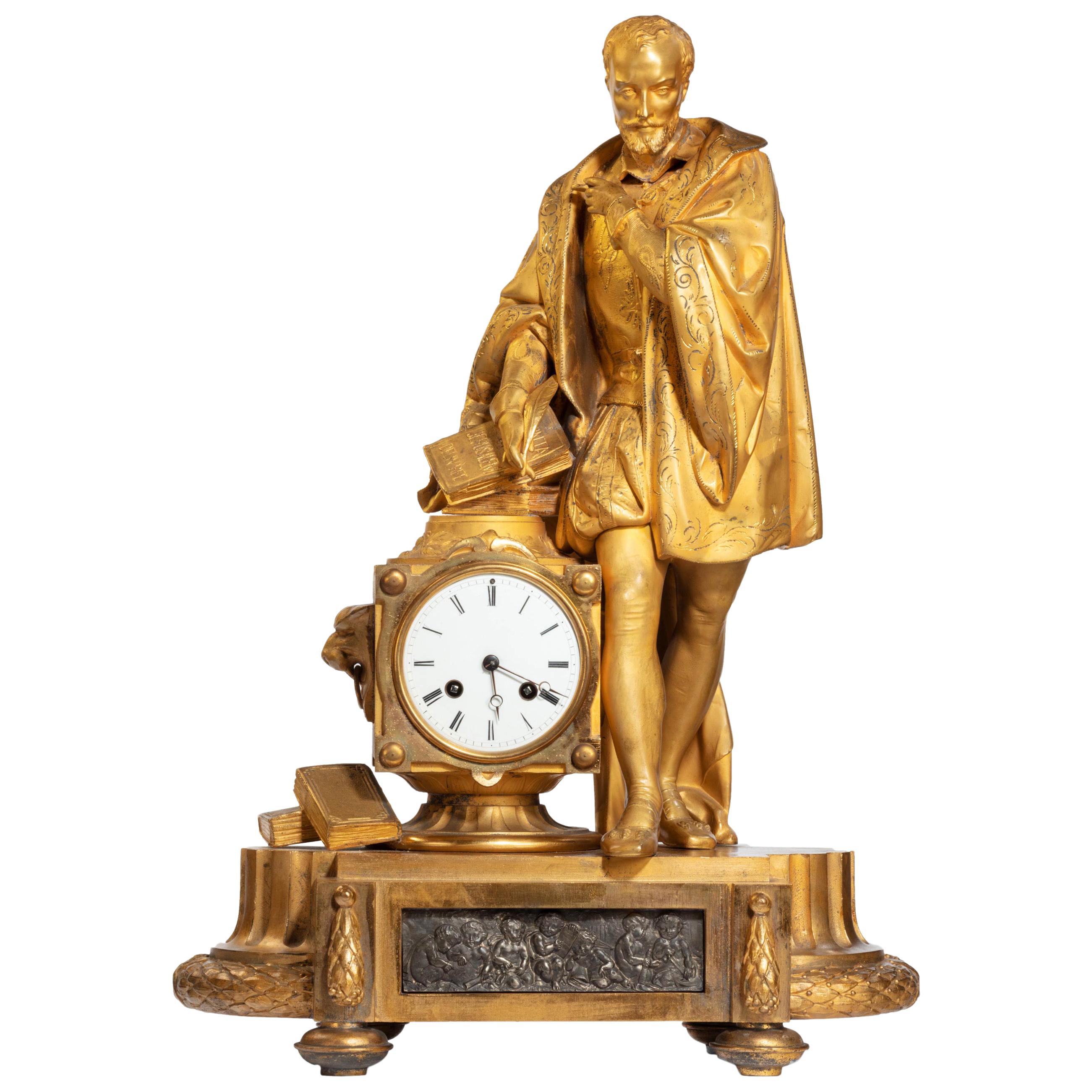 Very Fine Quality 19th Century Gilt Bronze and Bronze Mantel Clock